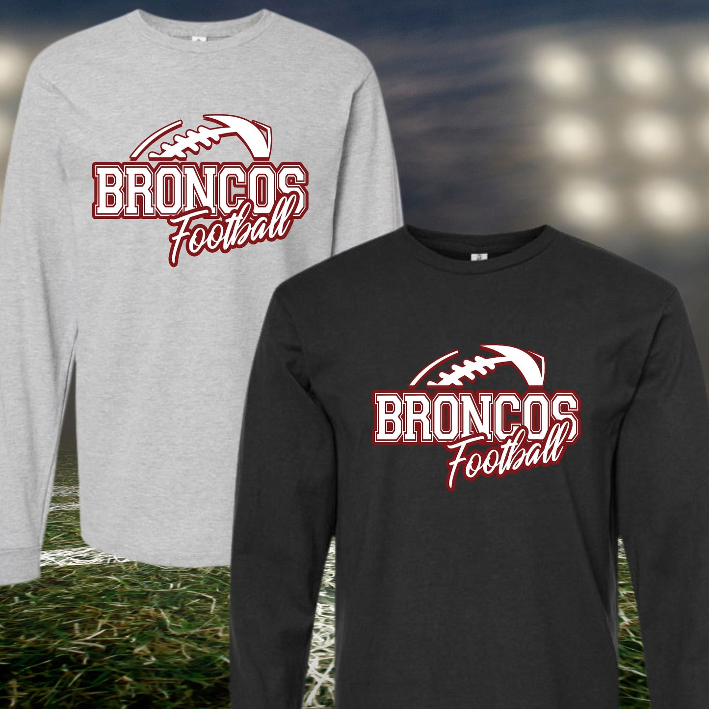 BRONCOS Football Long Sleeve T-Shirt B1ack By Design LLC