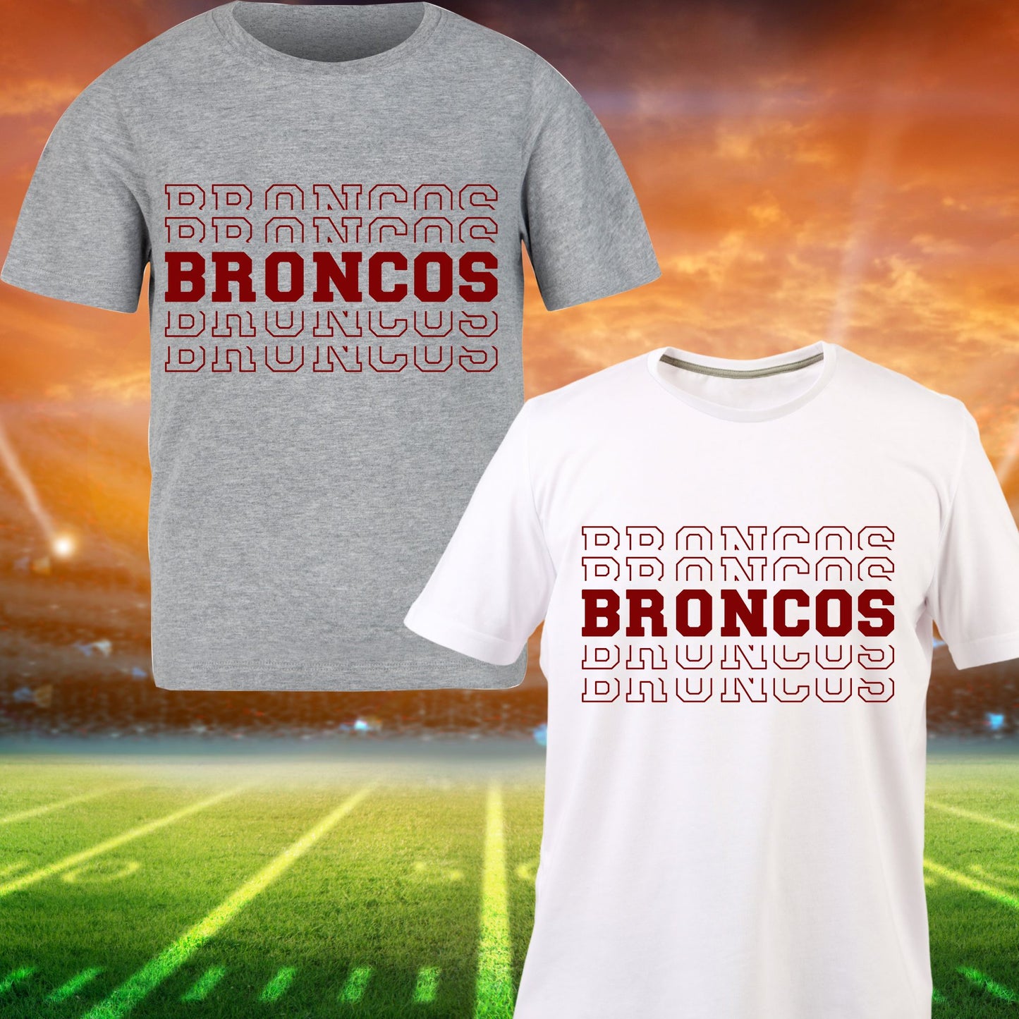 BRONCOS Stacked Letters Shirt B1ack By Design LLC