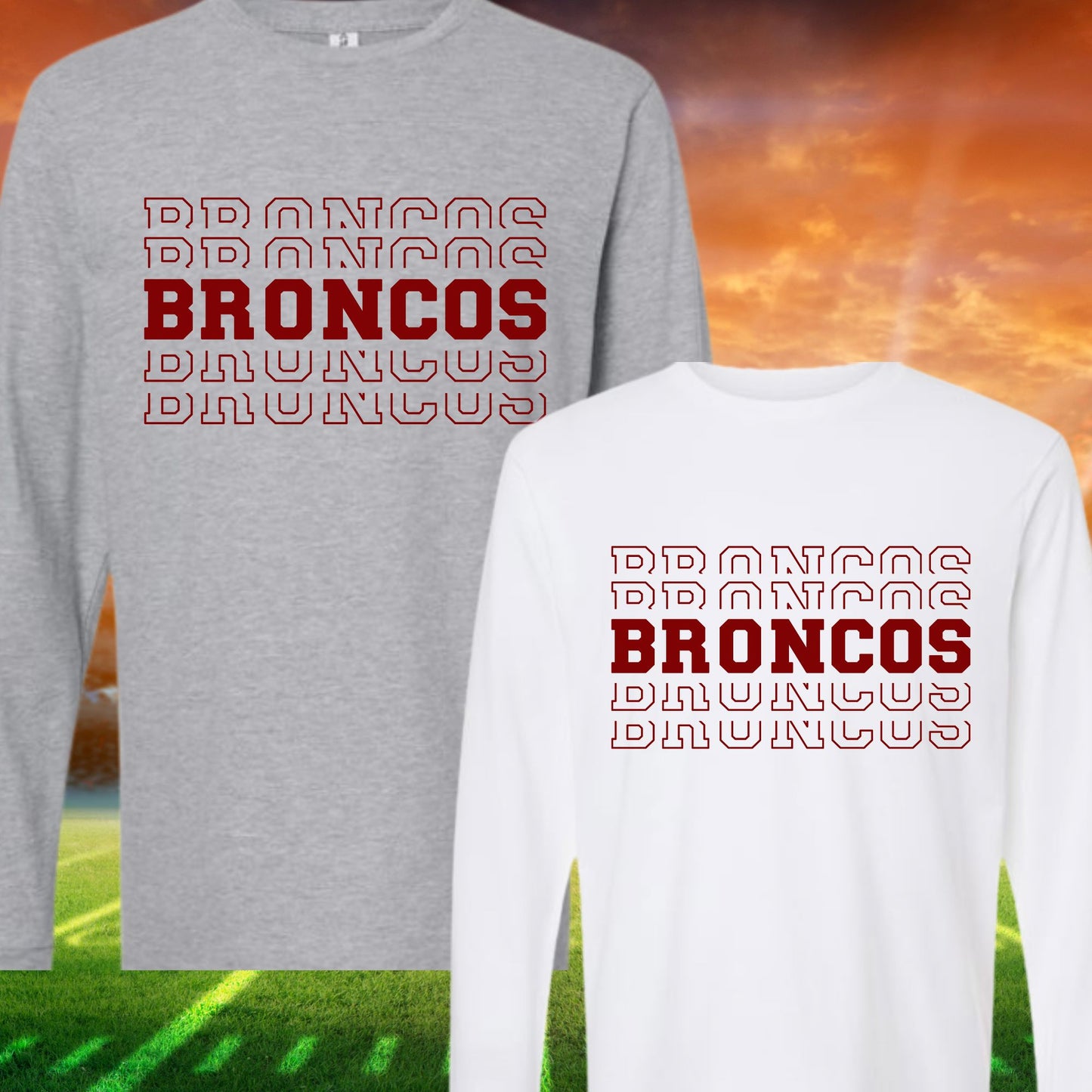 BRONCOS Stacked Letters Shirt B1ack By Design LLC