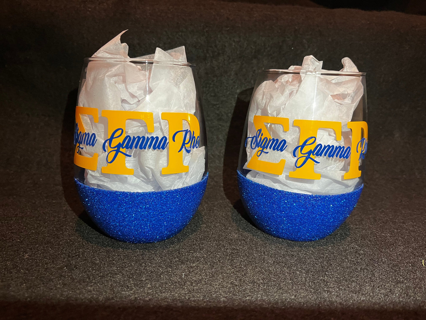 Sorority Chapter Inspired Stemless Glitter Glass Stemless Glass B1ack By Design LLC
