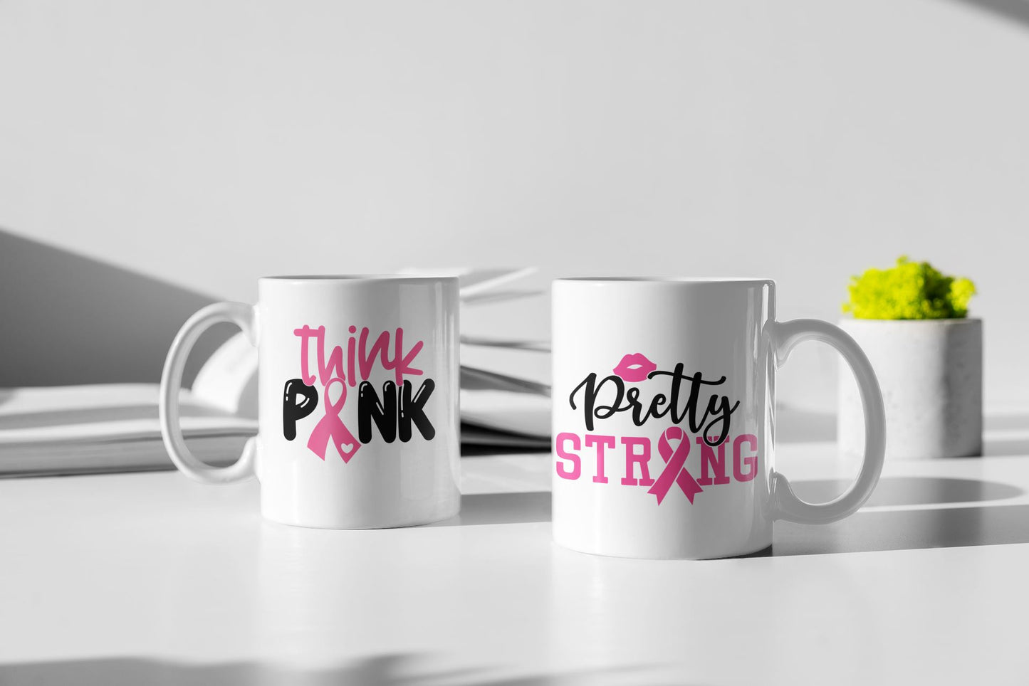 16oz Ceramic Mug Inspired by Breast Cancer Awareness and Survivors, Pink Ribbon Ceramic Mug B1ack By Design LLC