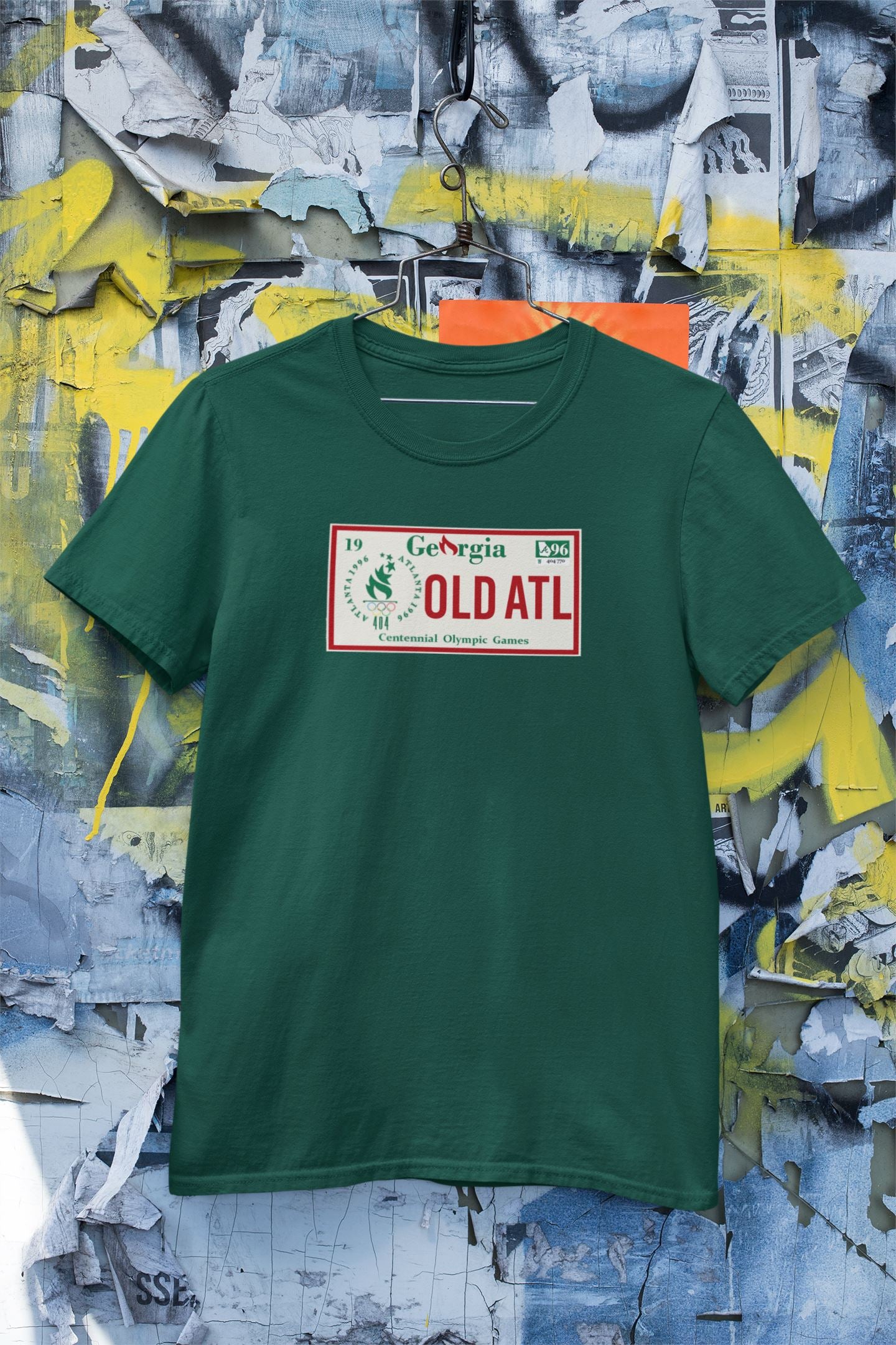 1996 OLD ATL Olympic License Plate T-Shirt Apparel & Accessories B1ack By Design LLC