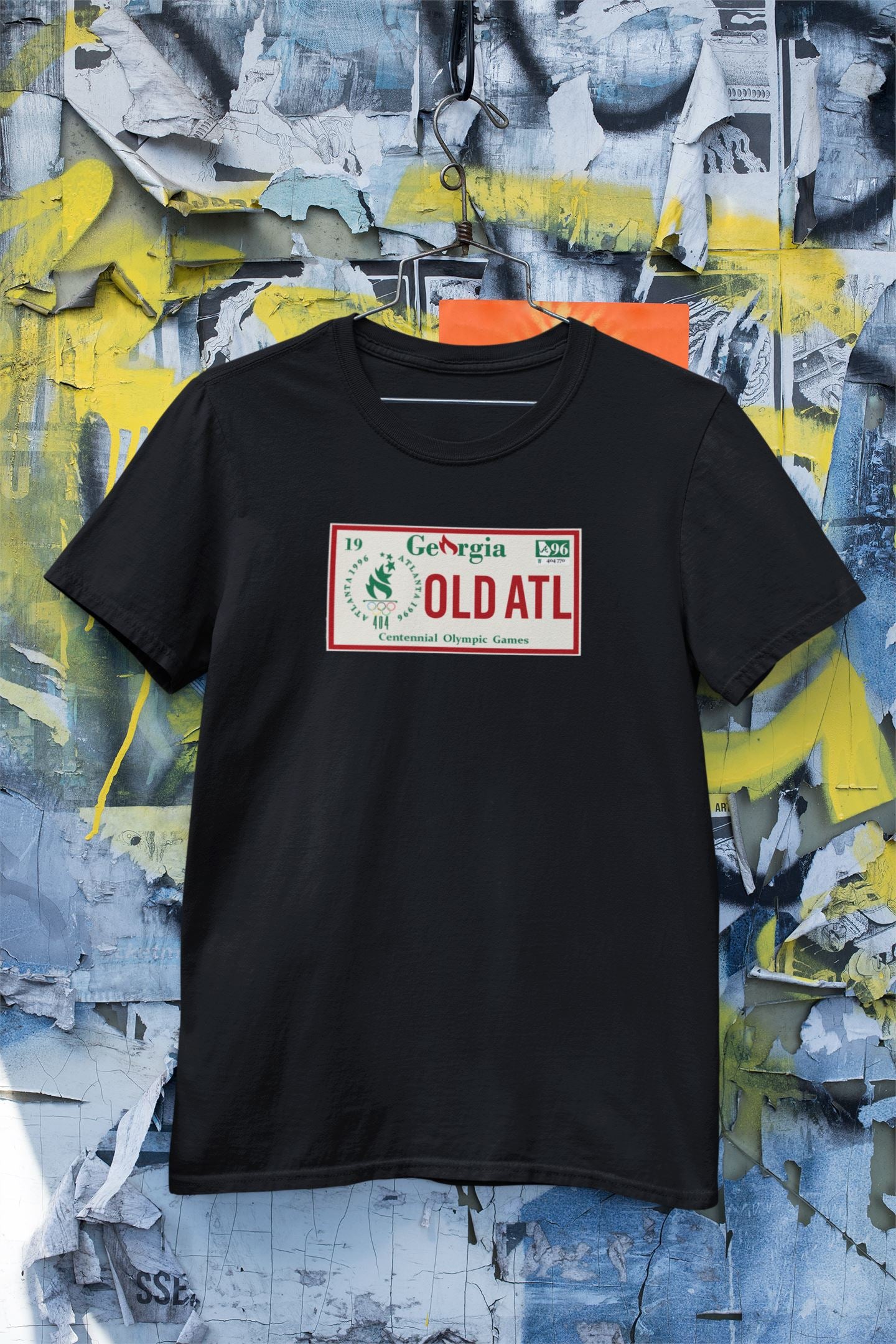 1996 OLD ATL Olympic License Plate T-Shirt Apparel & Accessories B1ack By Design LLC