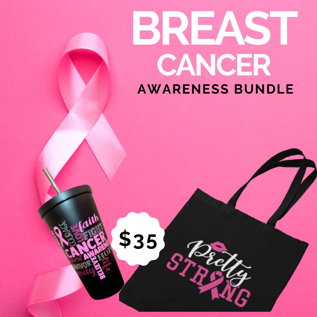Breast Cancer Awareness Bundle (Tote Bag & Stainless Steel Tumbler) B1ack By Design LLC