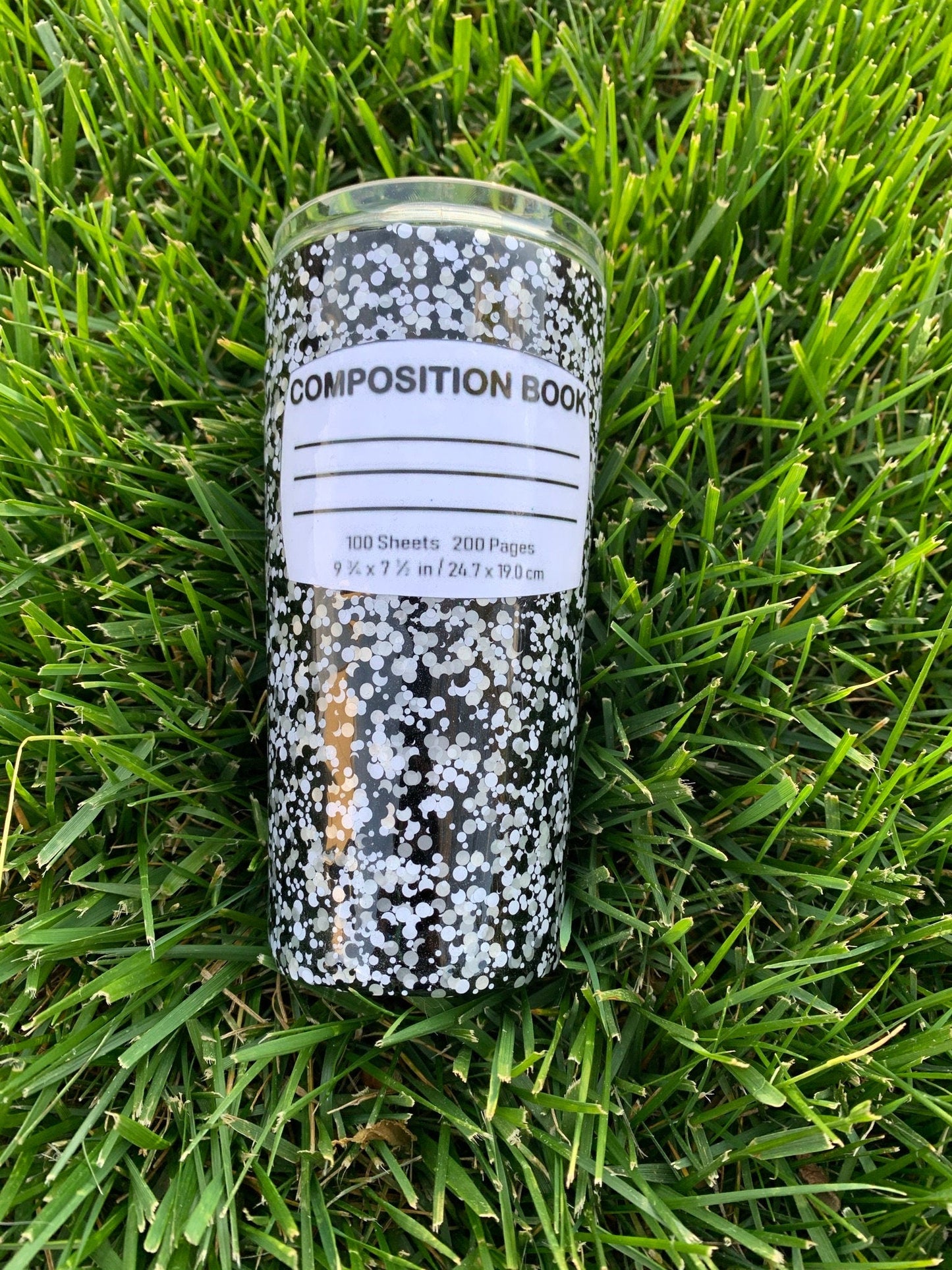 Composition Notebook Tumbler, Black and White Tumbler, School Days Tumbler B1ack By Design LLC