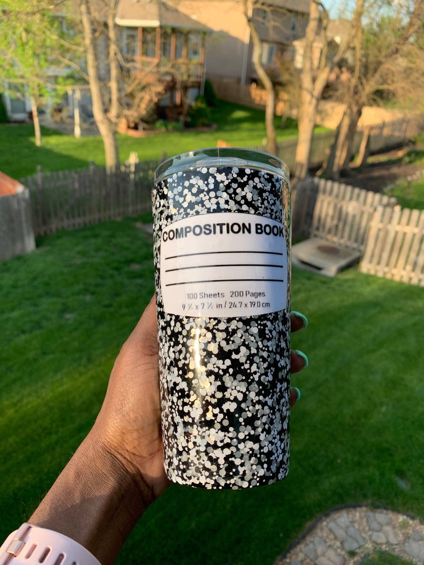Composition Notebook Tumbler, Black and White Tumbler, School Days Tumbler B1ack By Design LLC
