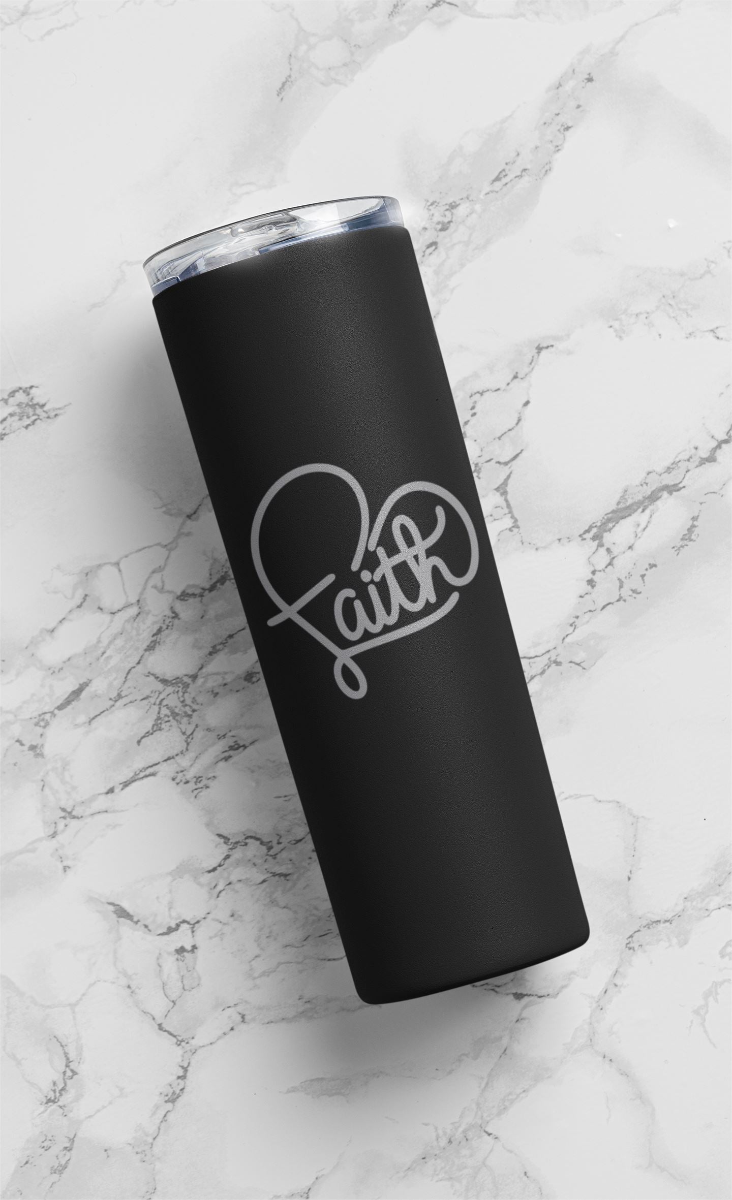Faith Tumbler with Lid & Straw (20-ounce), Black Matte Tumbler Tumbler B1ack By Design LLC