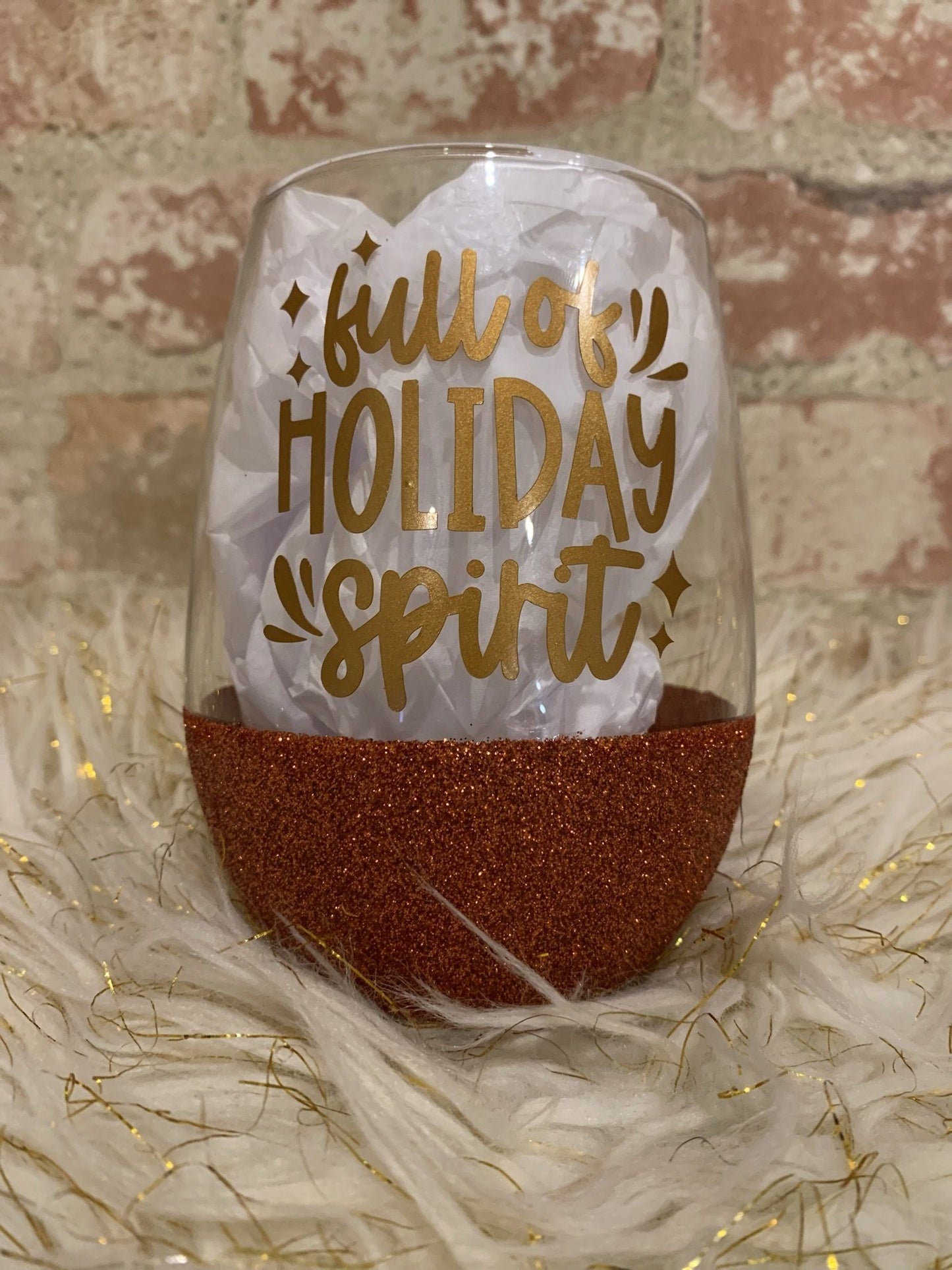Glitter Wine Glass (Stemless) | Holiday Glitter Glass B1ack By Design LLC
