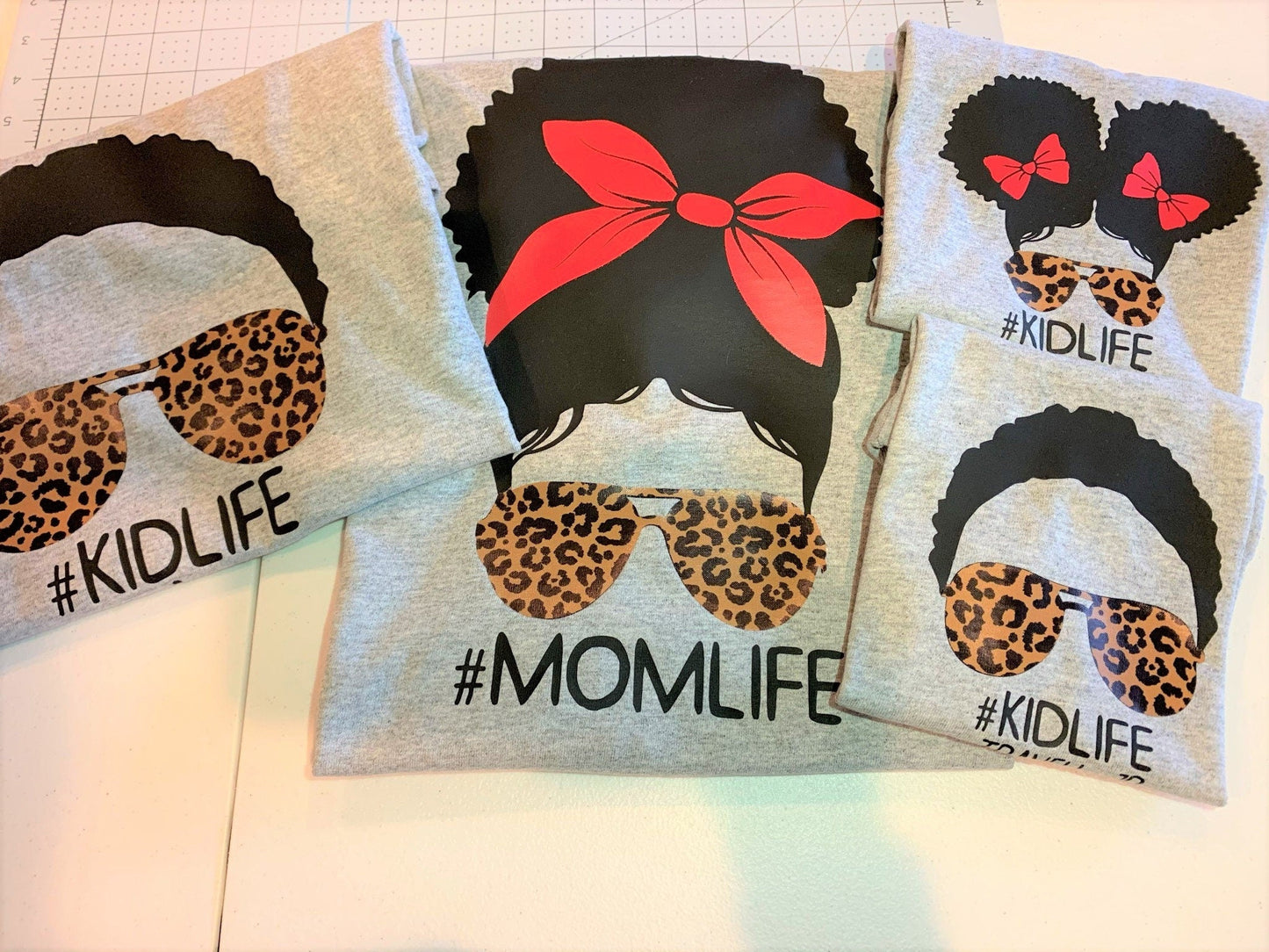 Mom Life Afro Bun Shirt, Kid Life Shirt, Messy Bun/Afro Bun Shirt, Mom/Kid Matching Shirt B1ack By Design LLC