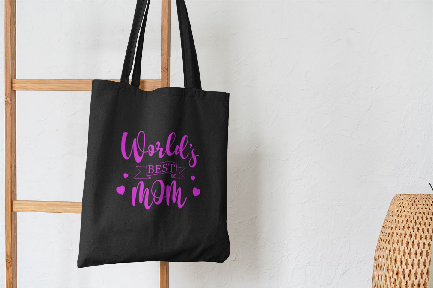 Motherhood Themed Canvas Tote Bag/World's Best Mom/Afro Mom/MOTHER Tote Bag B1ack By Design LLC Black World's Best Mom