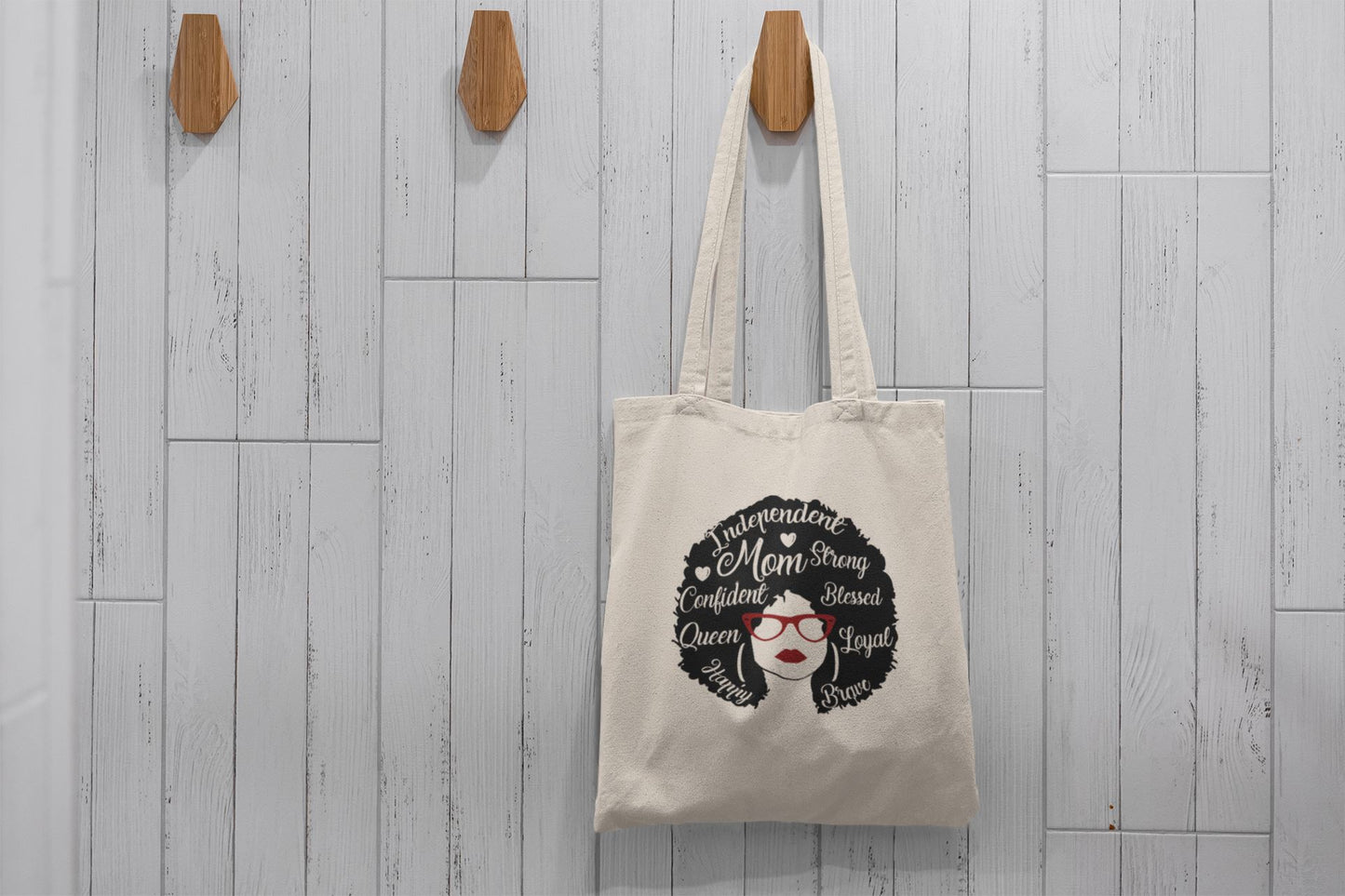 Motherhood Themed Canvas Tote Bag/World's Best Mom/Afro Mom/MOTHER Tote Bag B1ack By Design LLC Natural (Khaki) Afro Mom