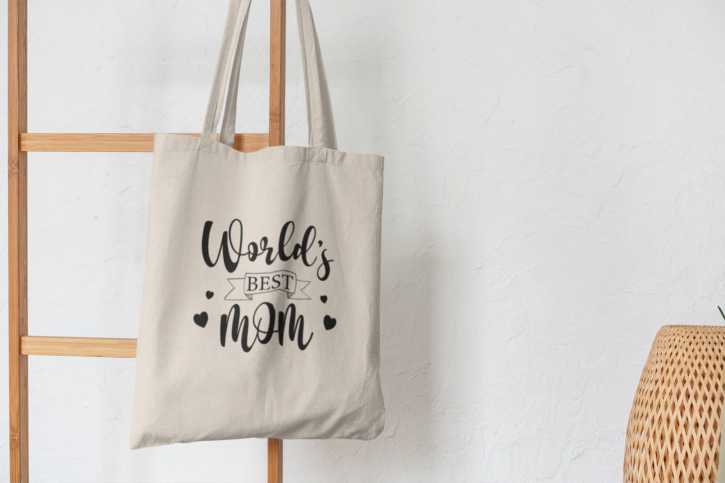 Motherhood Themed Canvas Tote Bag/World's Best Mom/Afro Mom/MOTHER Tote Bag B1ack By Design LLC Natural (Khaki) World's Best Mom