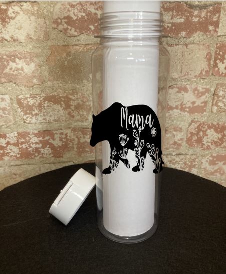 Motherhood Themed Plastic 30-oz Water Bottle Water Bottle B1ack By Design LLC White (Translucent) Mama Bear