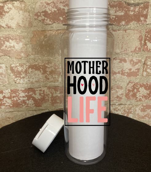 Motherhood Themed Plastic 30-oz Water Bottle Water Bottle B1ack By Design LLC White (Translucent) Motherhood Life