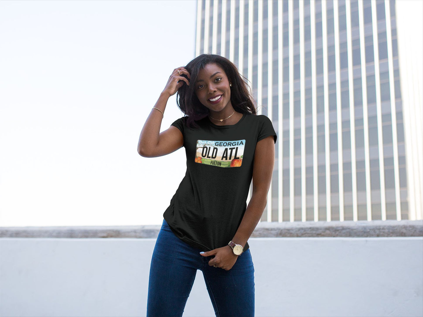 Old ATL Peach State T-Shirt, Georgia Girl, License Plate Themed Shirt Shirt B1ack By Design LLC