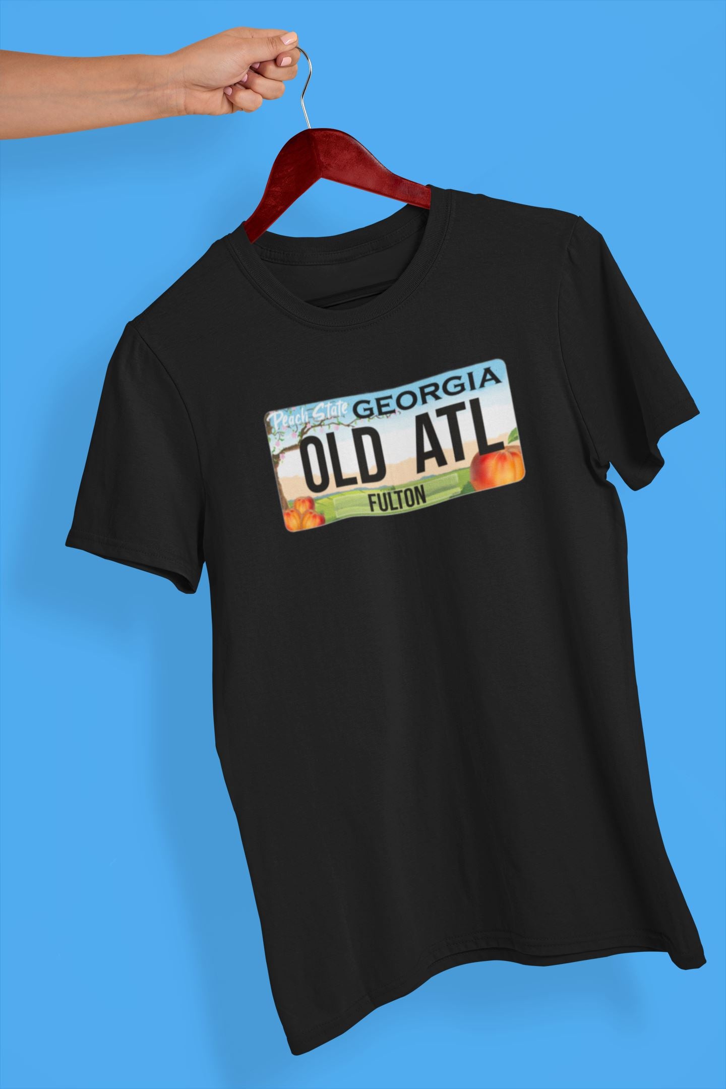 Old ATL Peach State T-Shirt, Georgia Girl, License Plate Themed Shirt Shirt B1ack By Design LLC