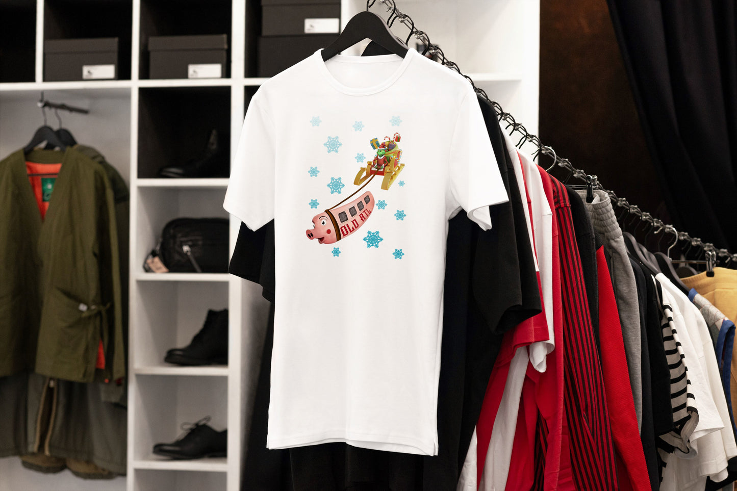 Old ATL "Pink Pig" Christmas Shirt, Atlanta Holiday Shirt T-Shirt B1ack By Design LLC