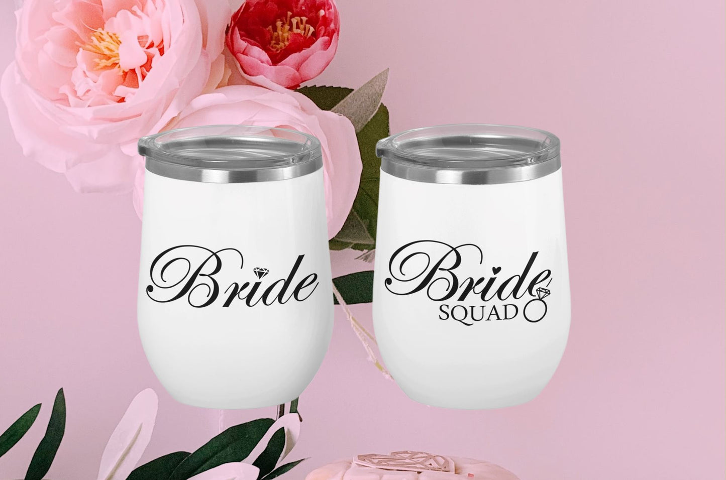Personalized Wine Tumbler| Bridesmaid Glasses| Bridal Party Gift| Bridesmaid Proposal| Stainless Steel Stemless Glass B1ack By Design LLC
