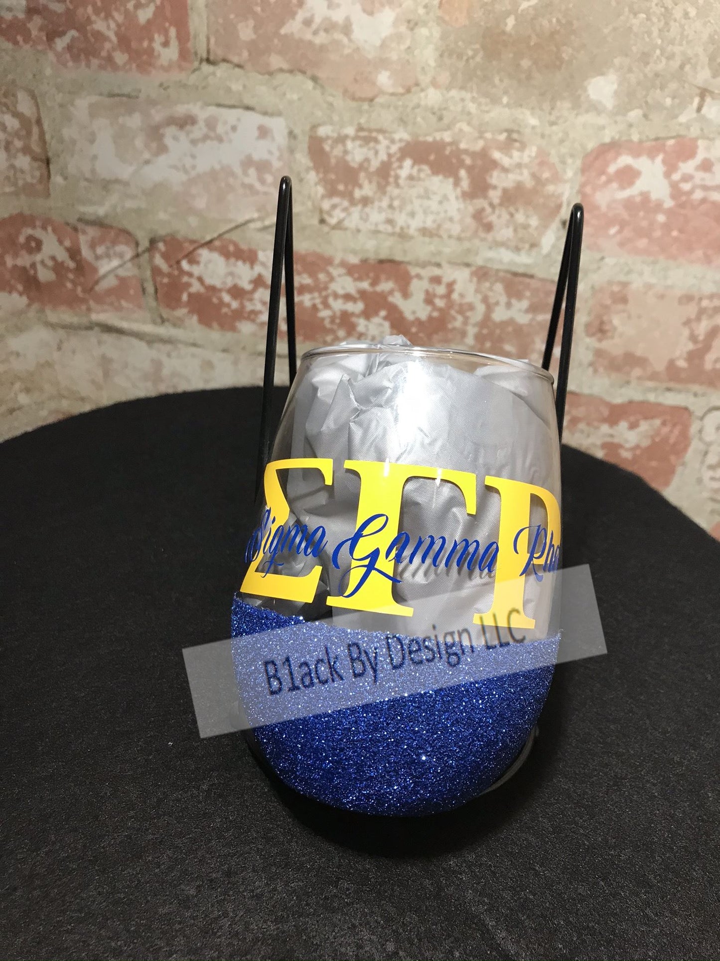 Sorority Inspired Stemless Glitter Glass Stemless Glass B1ack By Design LLC