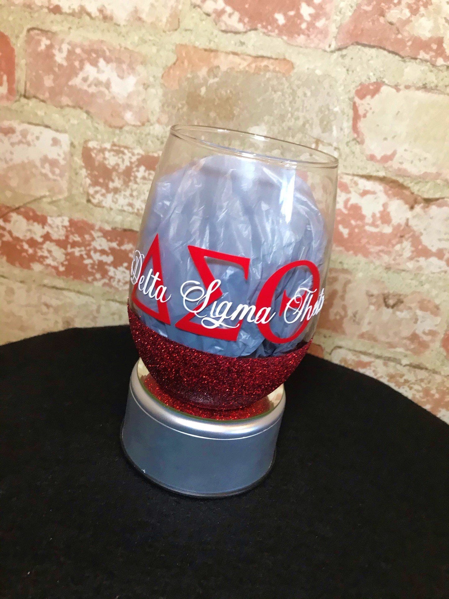 Sorority Inspired Stemless Glitter Glass Stemless Glass B1ack By Design LLC