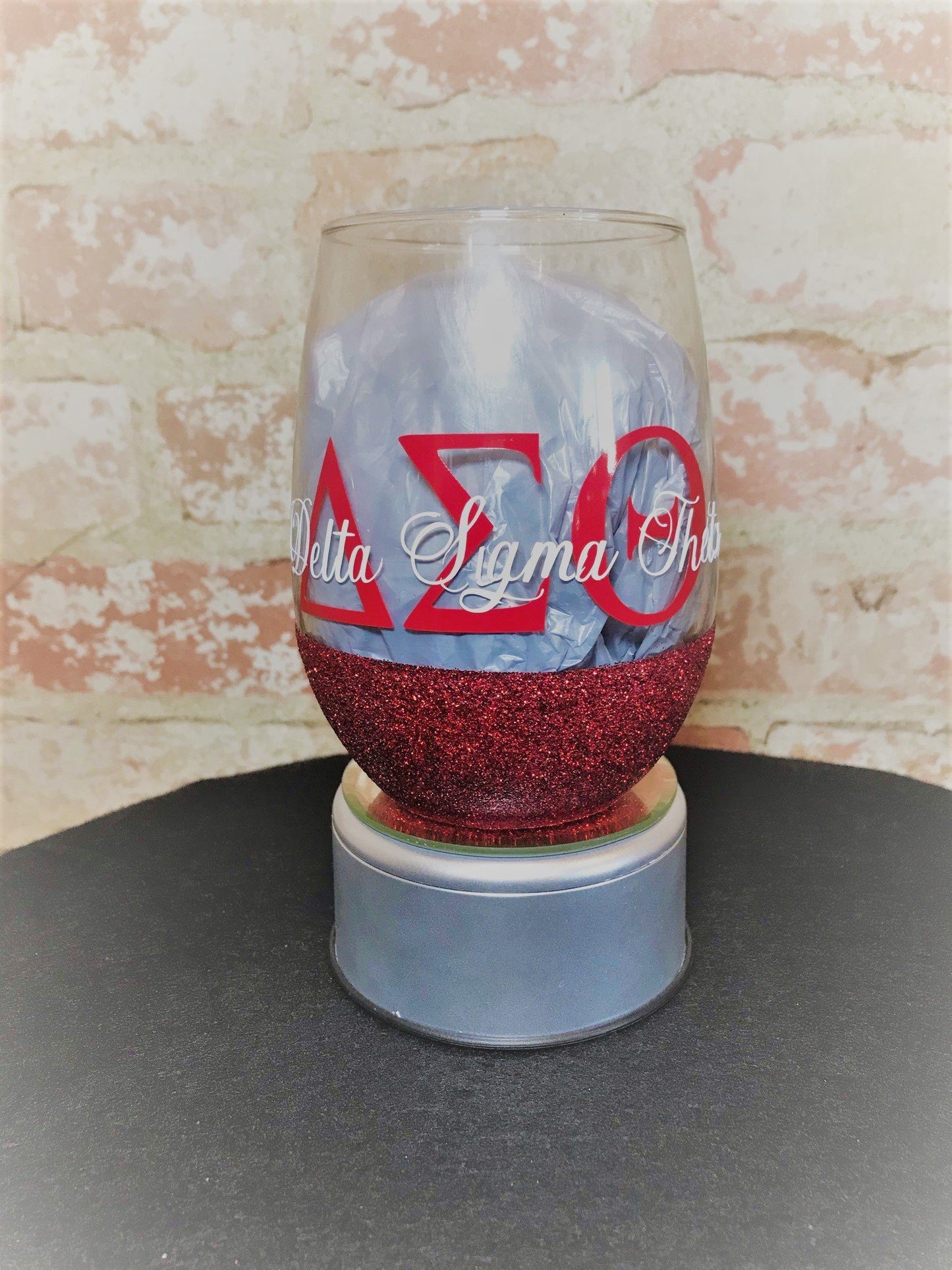 Sorority Inspired Stemless Glitter Glass Stemless Glass B1ack By Design LLC