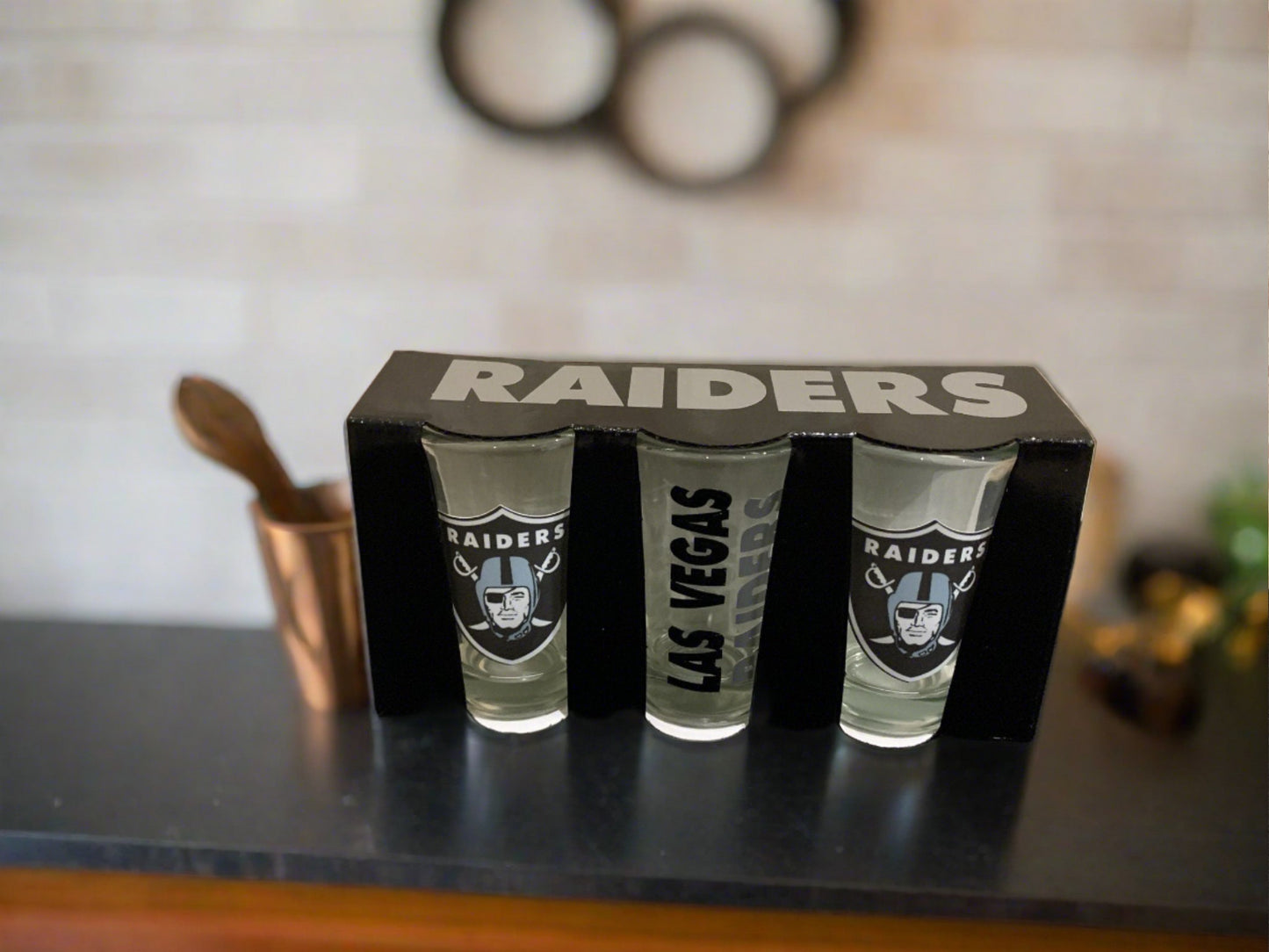Sports Themed Shot Glass Set, 3-Piece Set Inspired by Football, Football Gift Set Drinkware B1ack By Design LLC