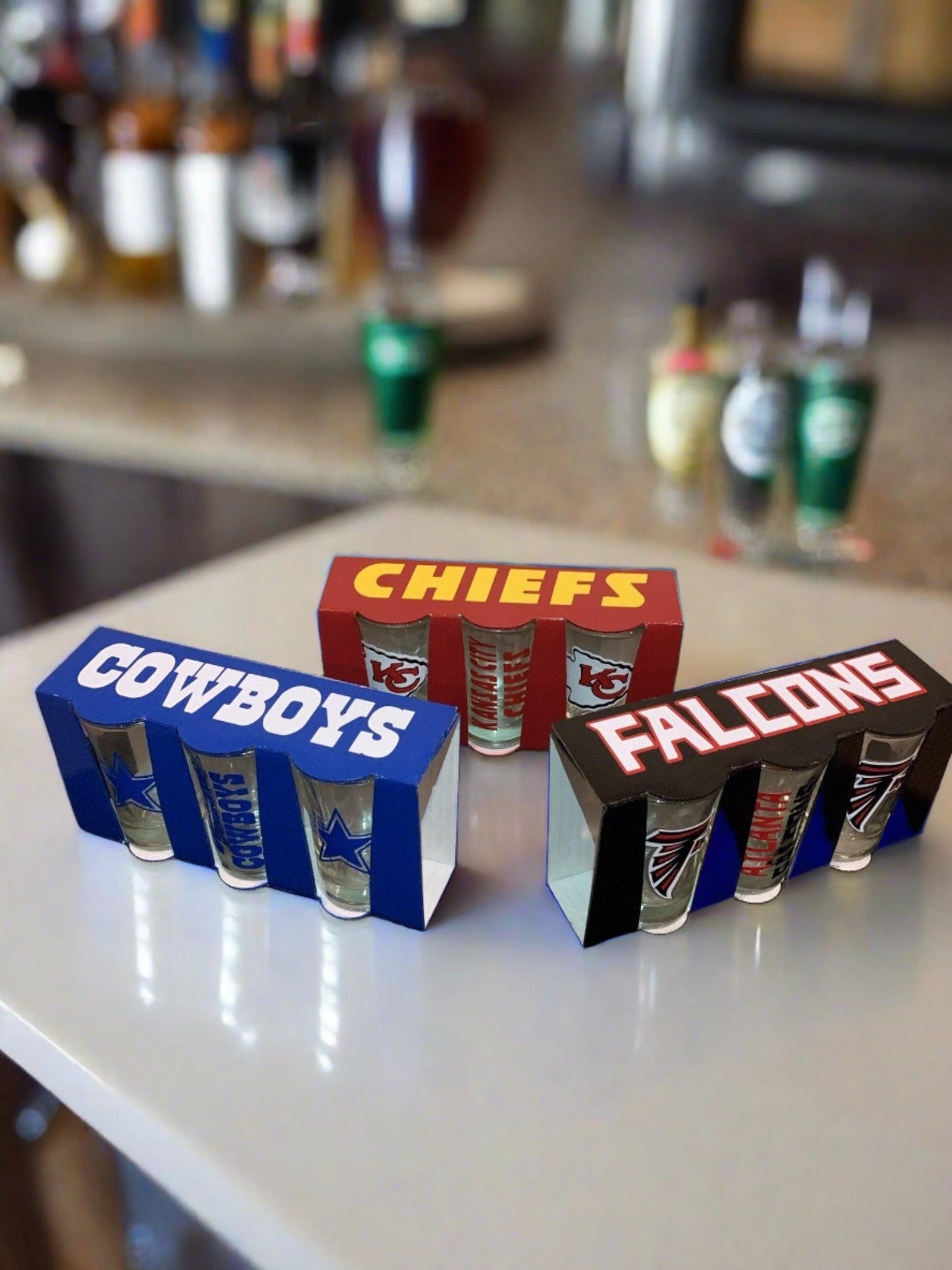 Sports Themed Shot Glass Set, 3-Piece Set Inspired by Football, Football Gift Set Drinkware B1ack By Design LLC