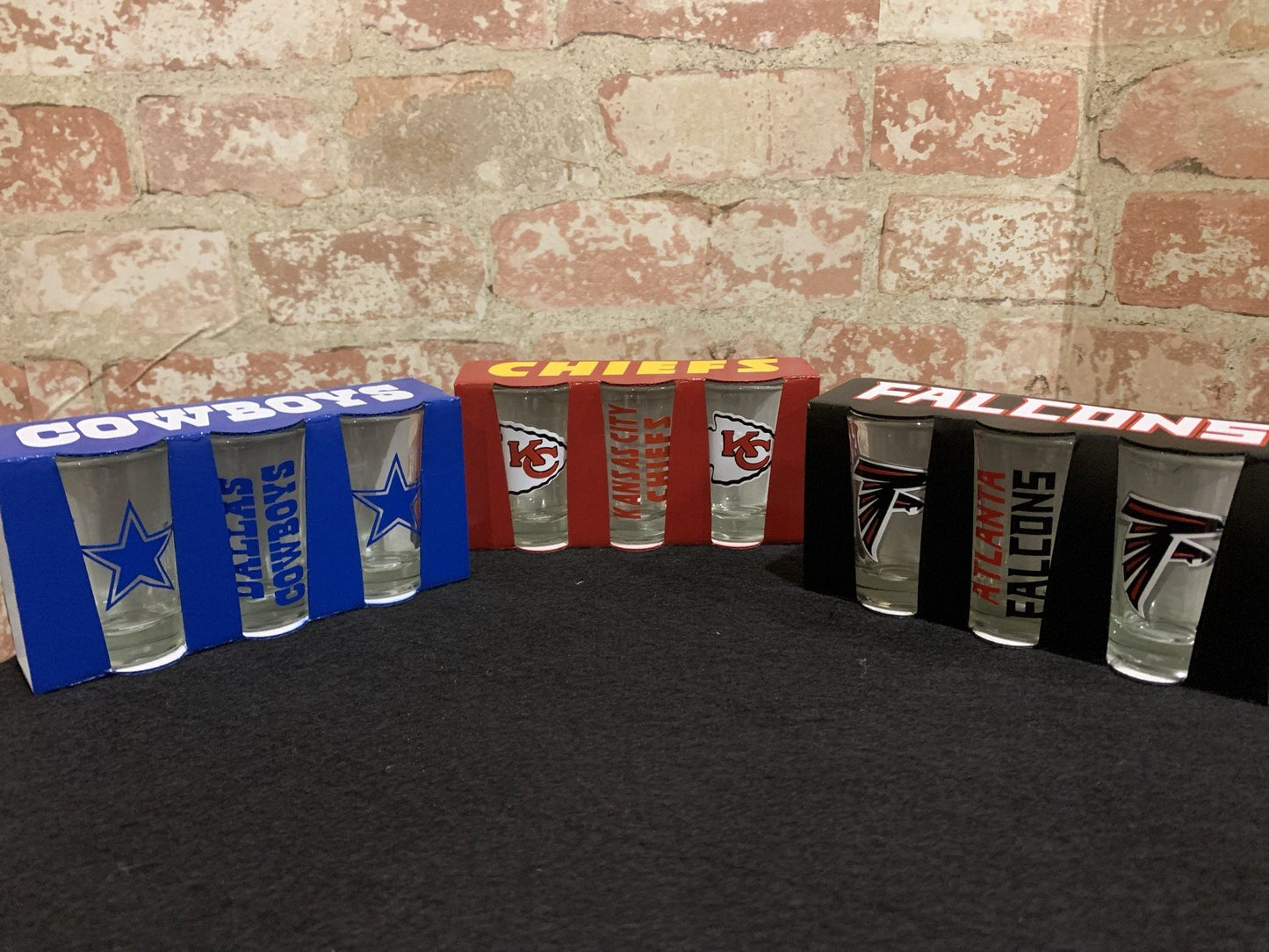 Sports Themed Shot Glass Set, 3-Piece Set Inspired by Football, Football Gift Set Drinkware B1ack By Design LLC