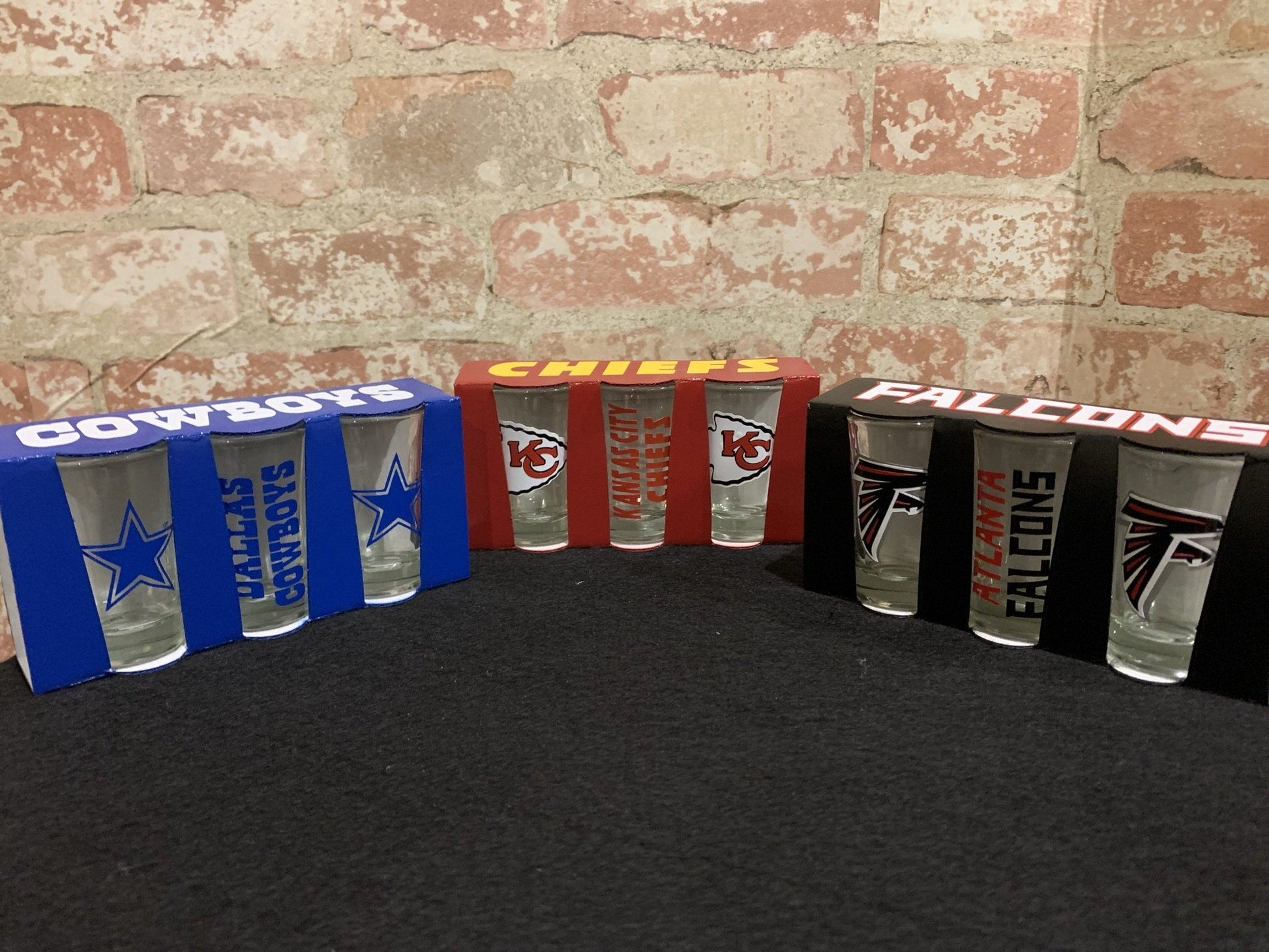 Sports Themed Shot Glass Set, 3-Piece Set Inspired by Football, Football Gift Set Drinkware B1ack By Design LLC