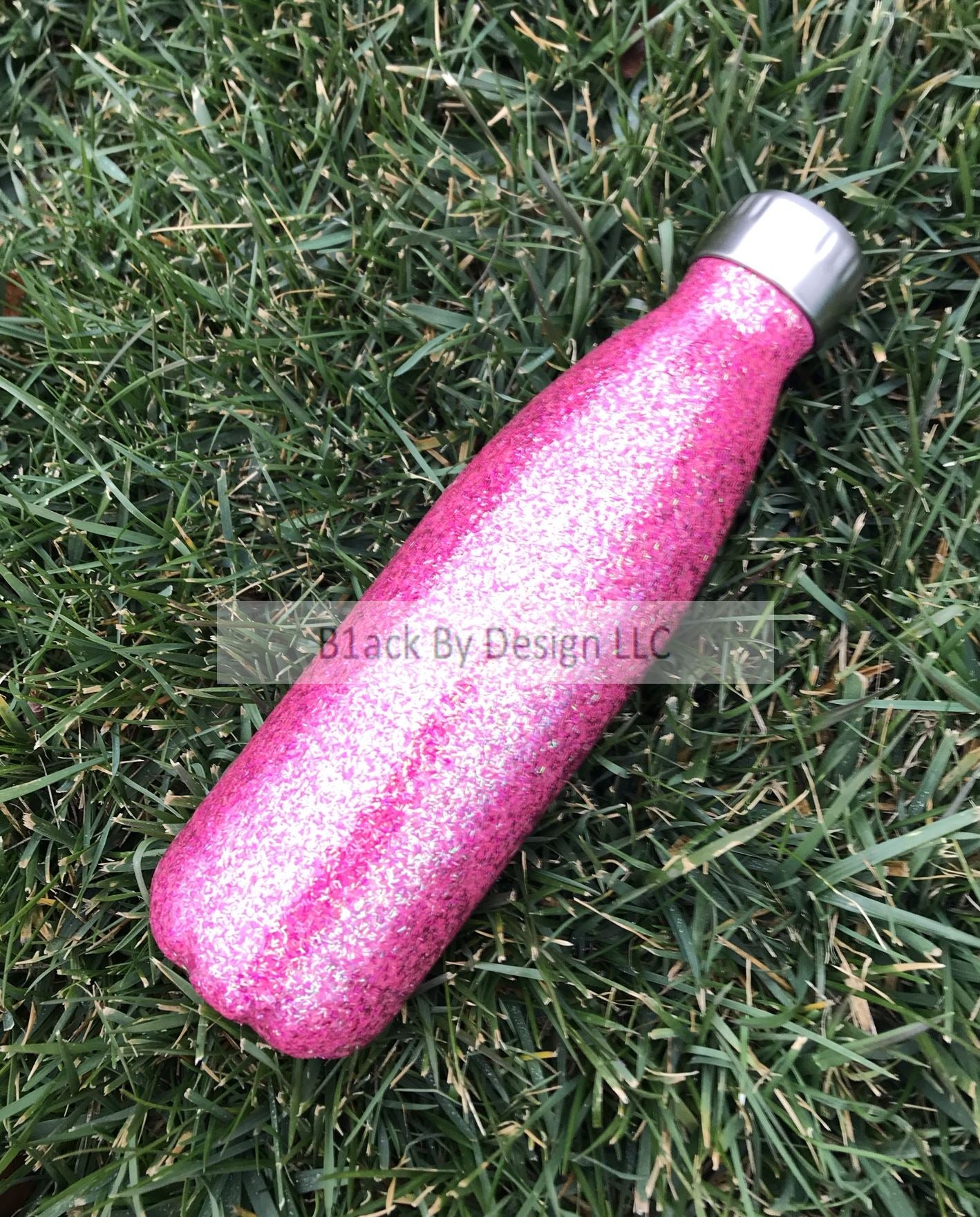 Stainless Steel Water Bottle Water Bottle B1ack By Design LLC Holographic Pink Glitter Glitter Only