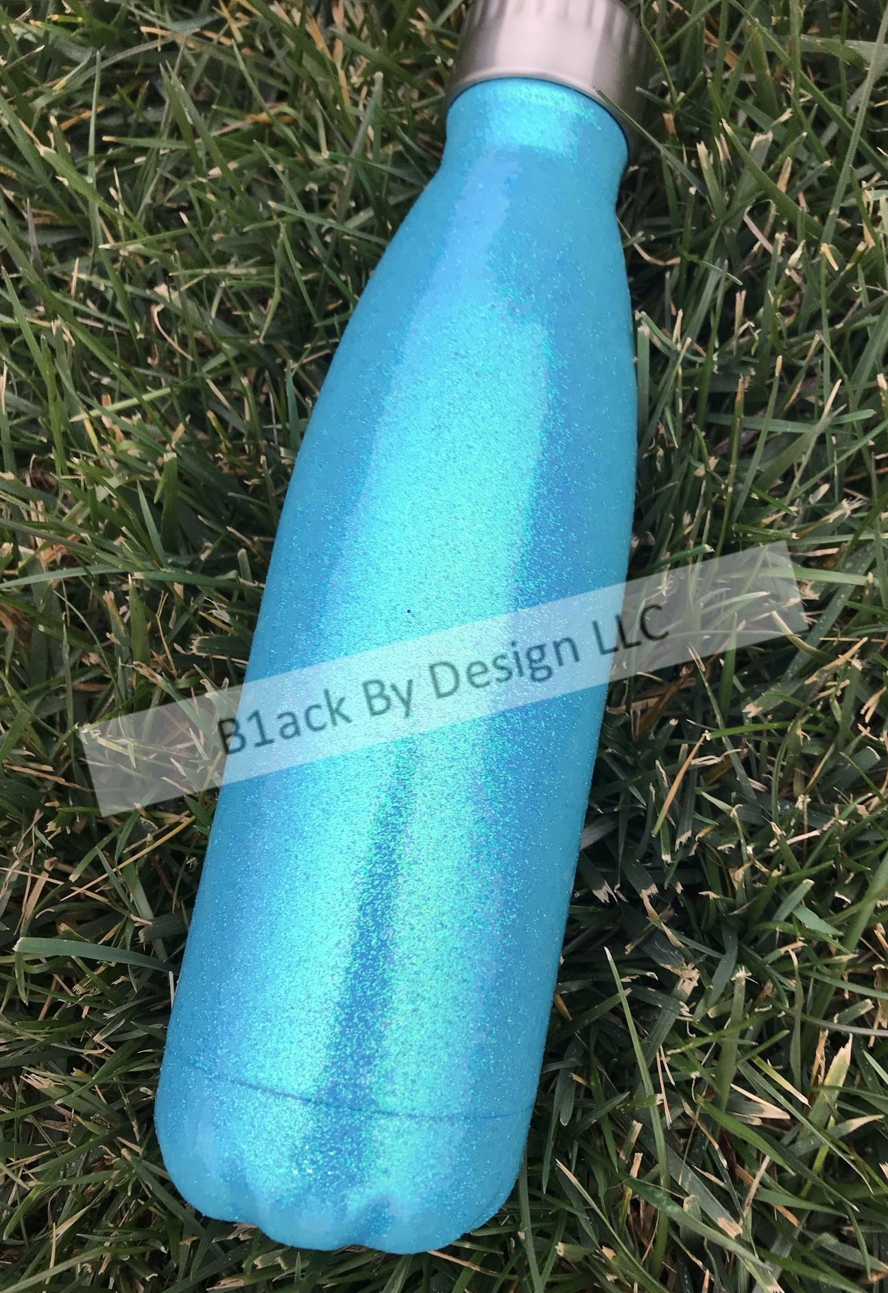 Stainless Steel Water Bottle Water Bottle B1ack By Design LLC Holographic Teal Glitter Glitter Only