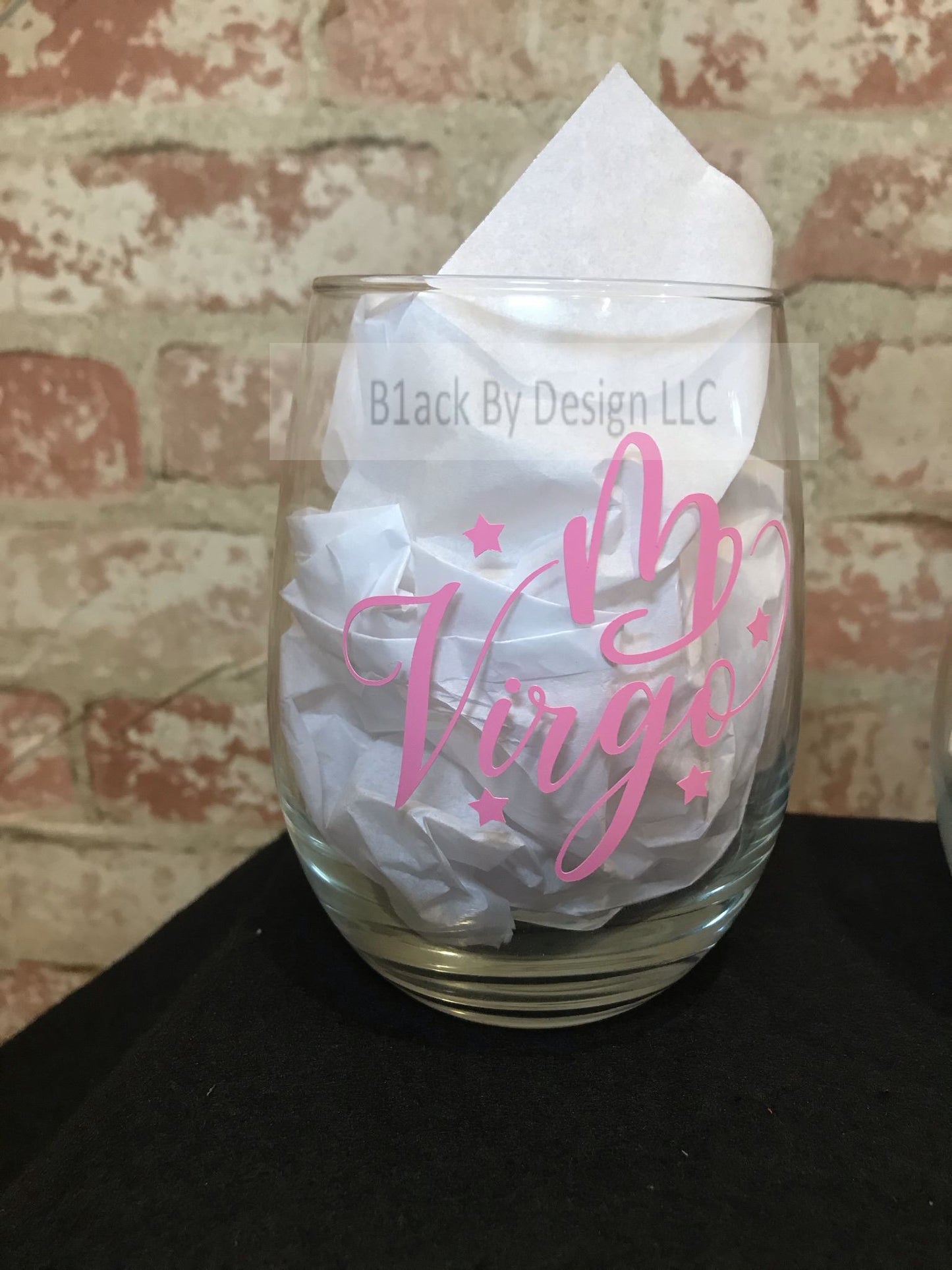 Zodiac Stemless Glass with Name Stemless Glass B1ack By Design LLC