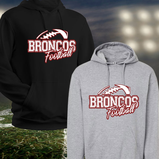 BRONCOS Football Hooded Sweatshirt (Hoodie) B1ack By Design LLC 