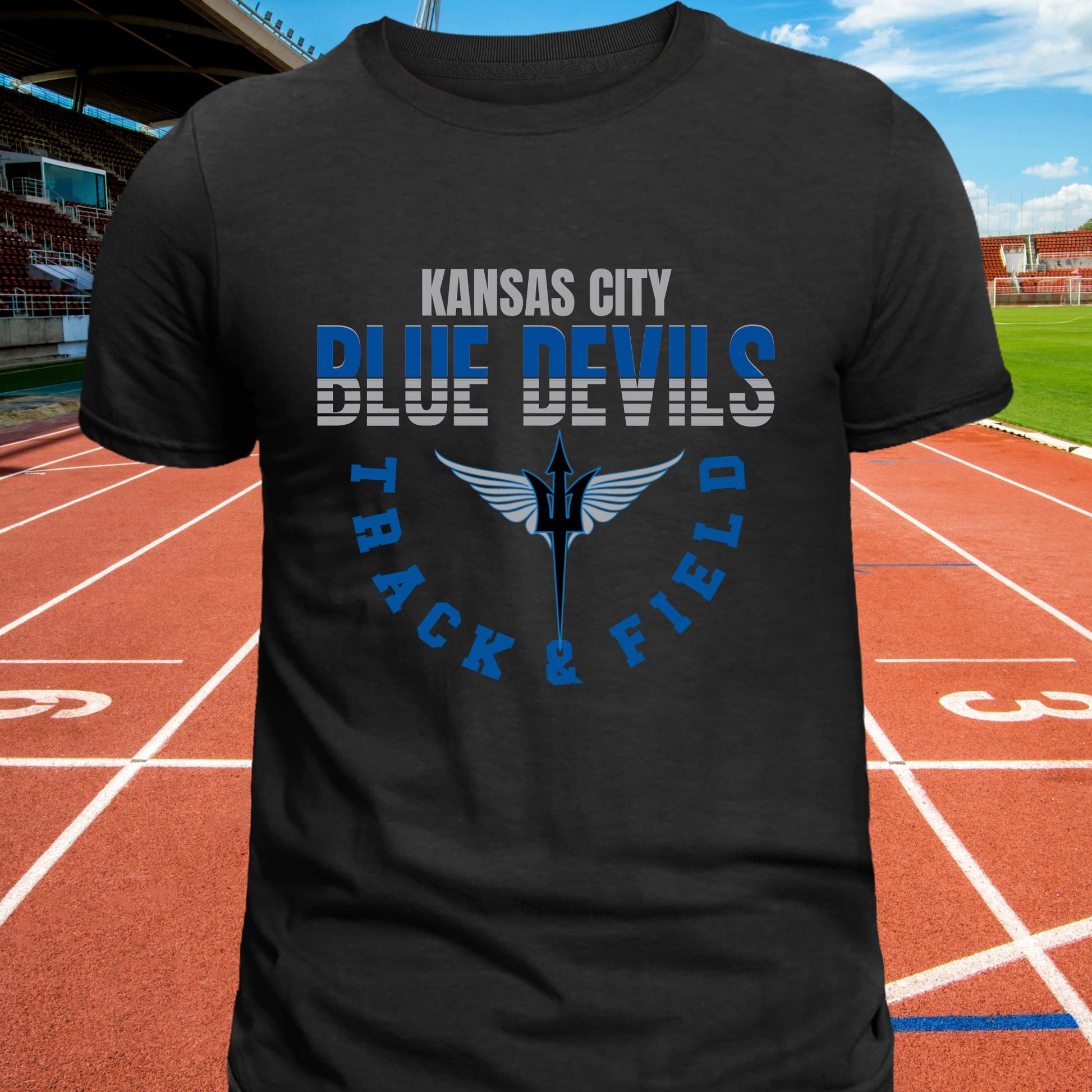 Kansas City Blue Devils Track & Field B1ack By Design LLC 