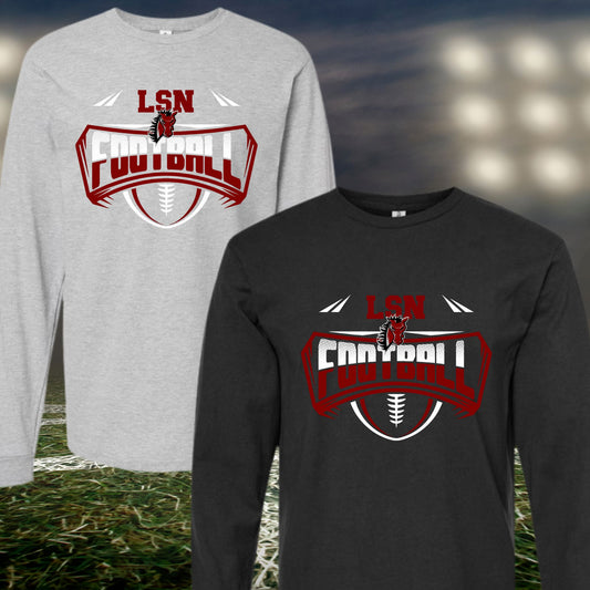 LSN Football Long Sleeve T-Shirt B1ack By Design LLC 