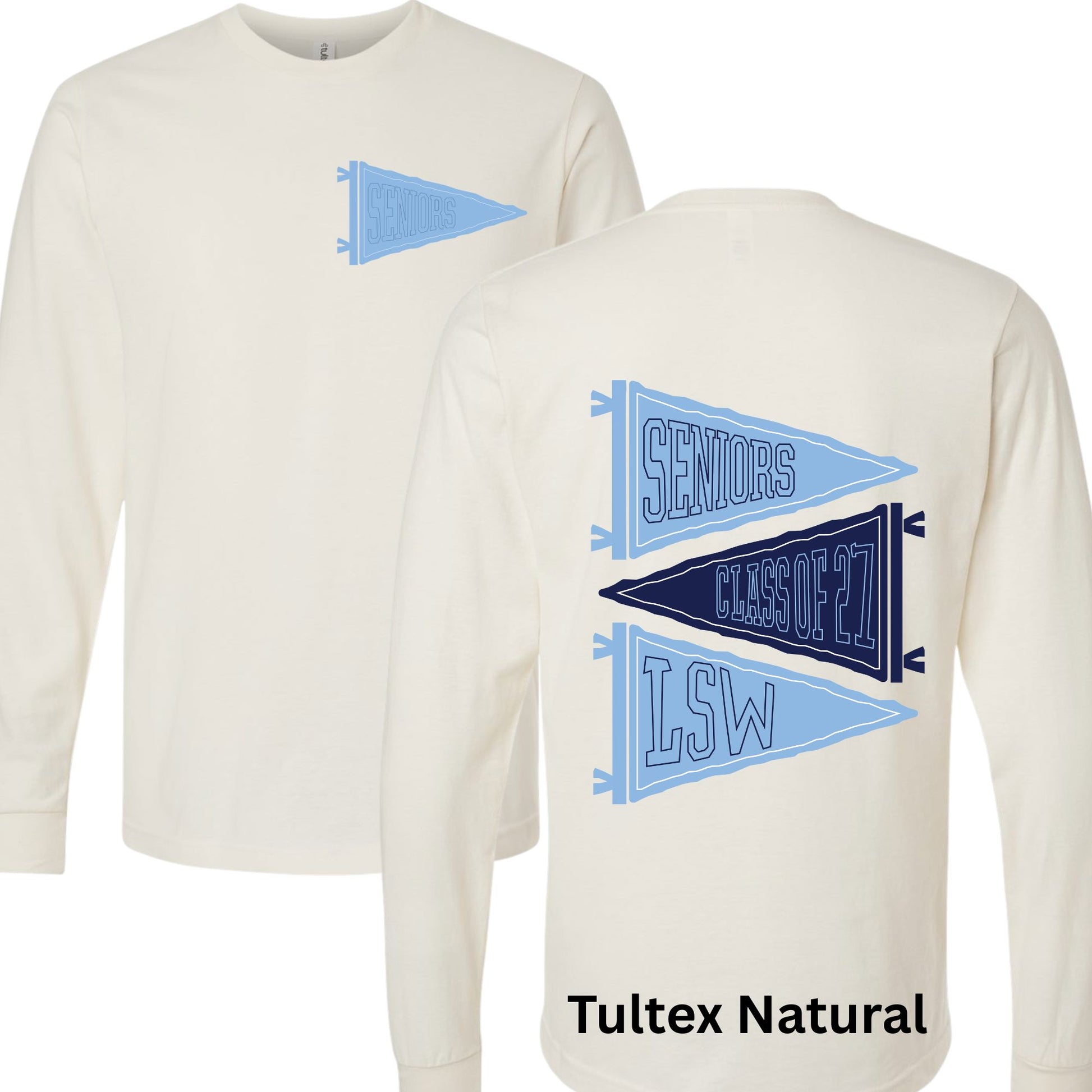 Senior Flag (Front + Back) Long-Sleeve Shirt Design PRE-ORDER B1ack By Design LLC 