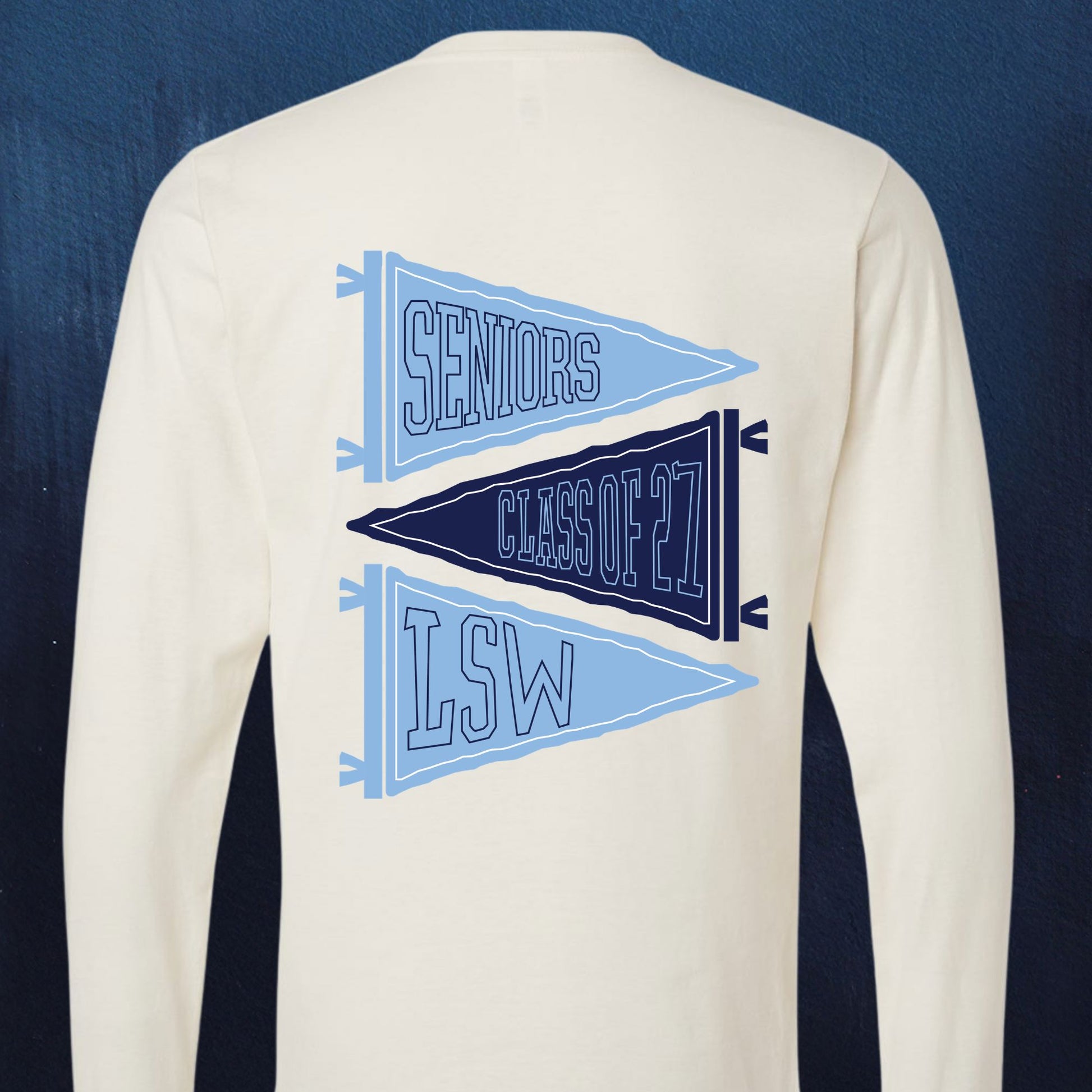 Senior Flag (Front + Back) Long-Sleeve Shirt Design PRE-ORDER B1ack By Design LLC 