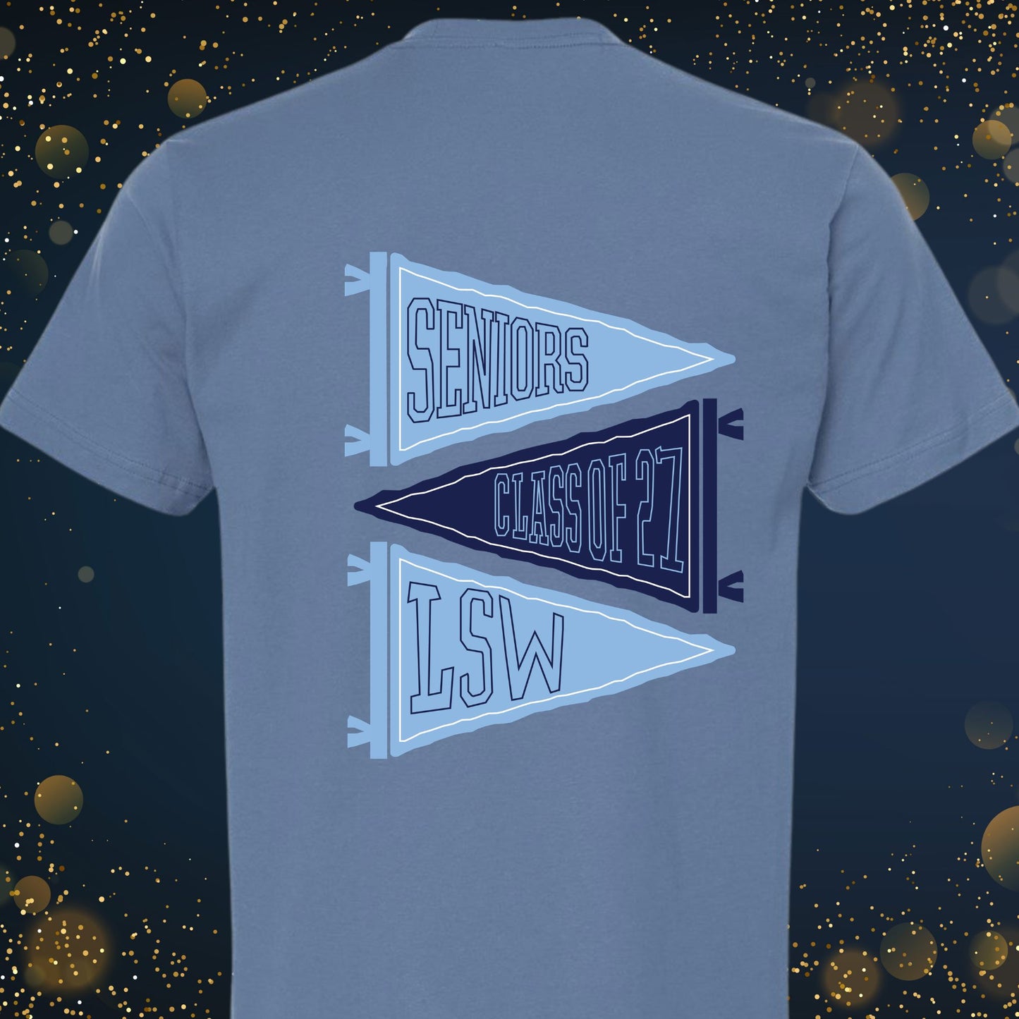 Senior Flag (Front + Back) T-Shirt Design PRE-ORDER B1ack By Design LLC 