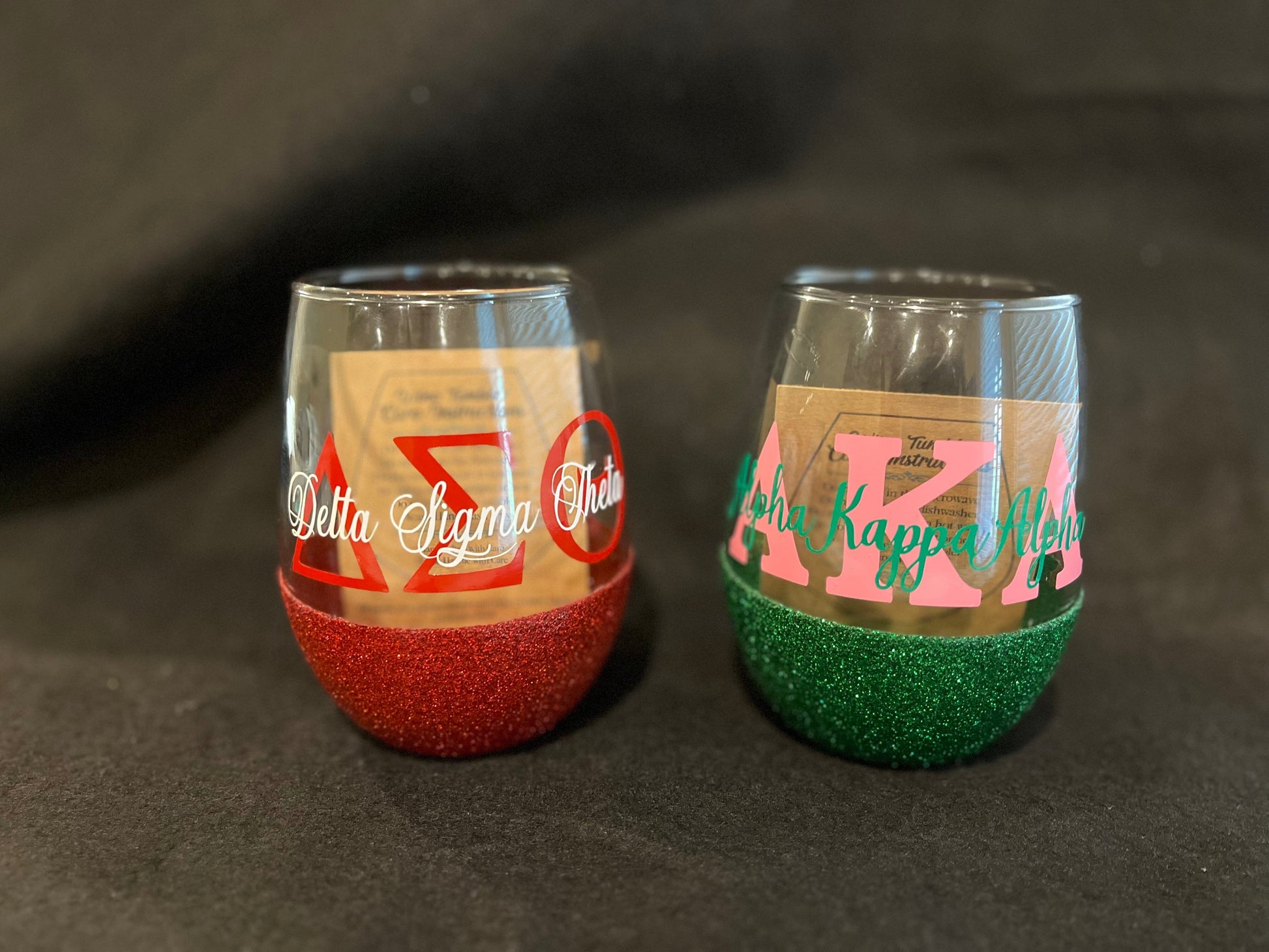 Sorority Chapter Inspired Stemless Glitter Glass Stemless Glass B1ack By Design LLC 