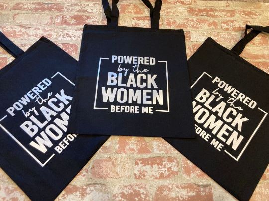 Canvas Tote/Pretty, Black and Educated/Black Queen/Melanin Goddess/Phenomenal Black Woman Tote Bag B1ack By Design LLC 