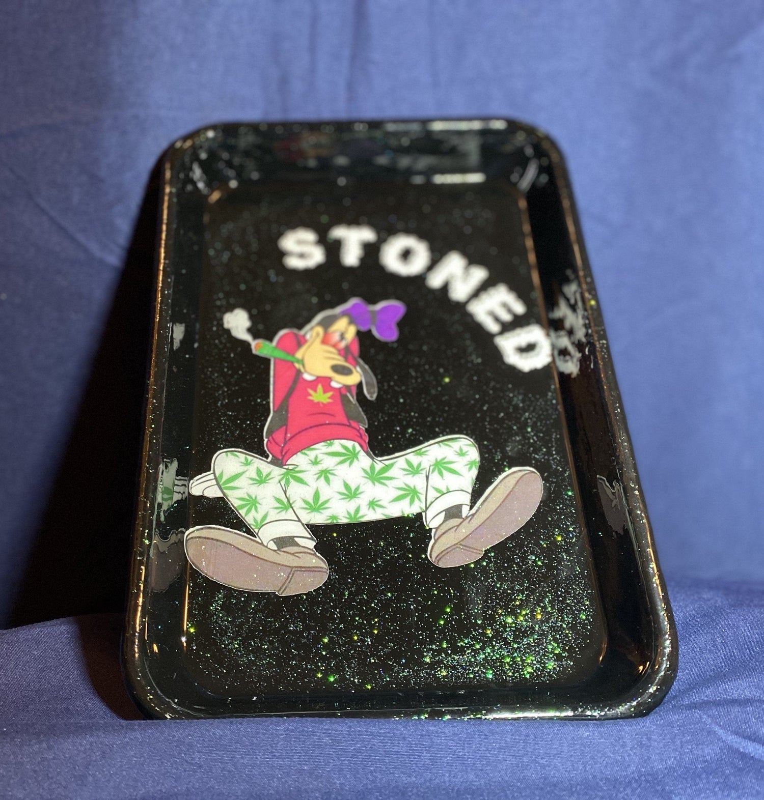 Custom Tray - Pretty Stoner/Stoned B1ack By Design LLC Medium: 6.5x9.5-in Black Stoned