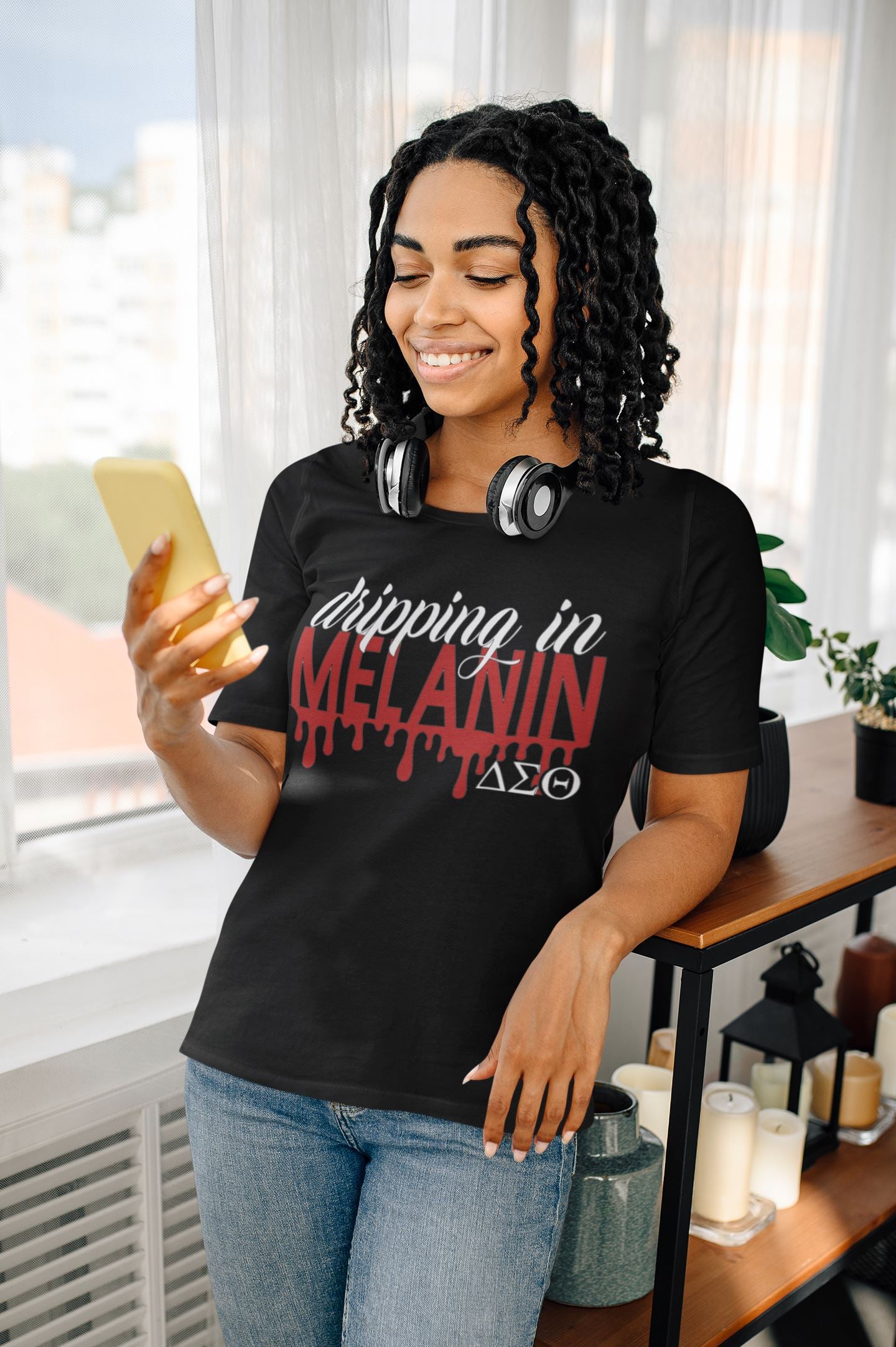 Dripping in Melanin Sorority Inspired T-Shirt, Melanin Dripping, Crossing Gift, Sorority Anniversary Shirt B1ack By Design LLC 