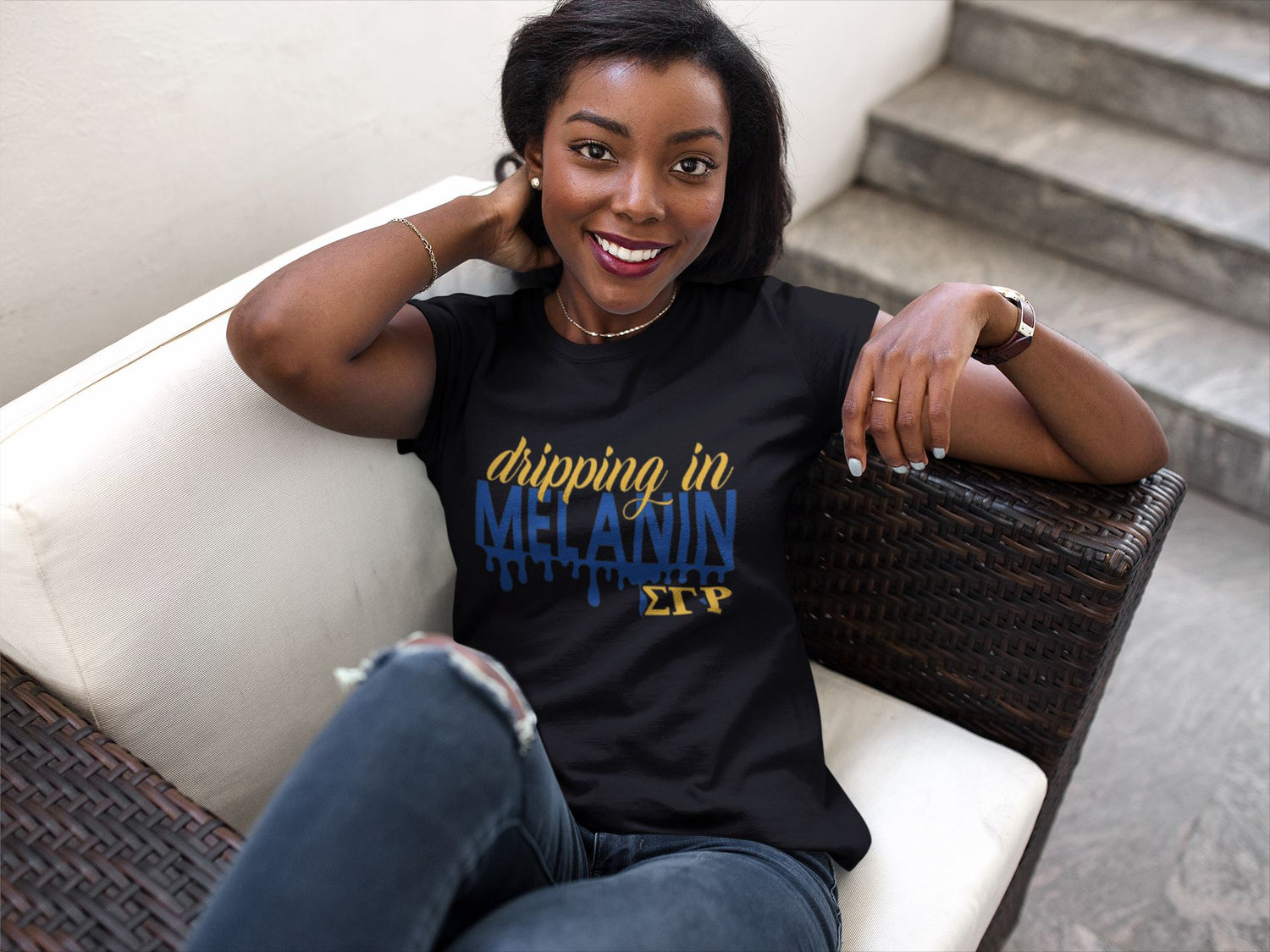 Dripping in Melanin Sorority Inspired T-Shirt, Melanin Dripping, Crossing Gift, Sorority Anniversary Shirt B1ack By Design LLC 