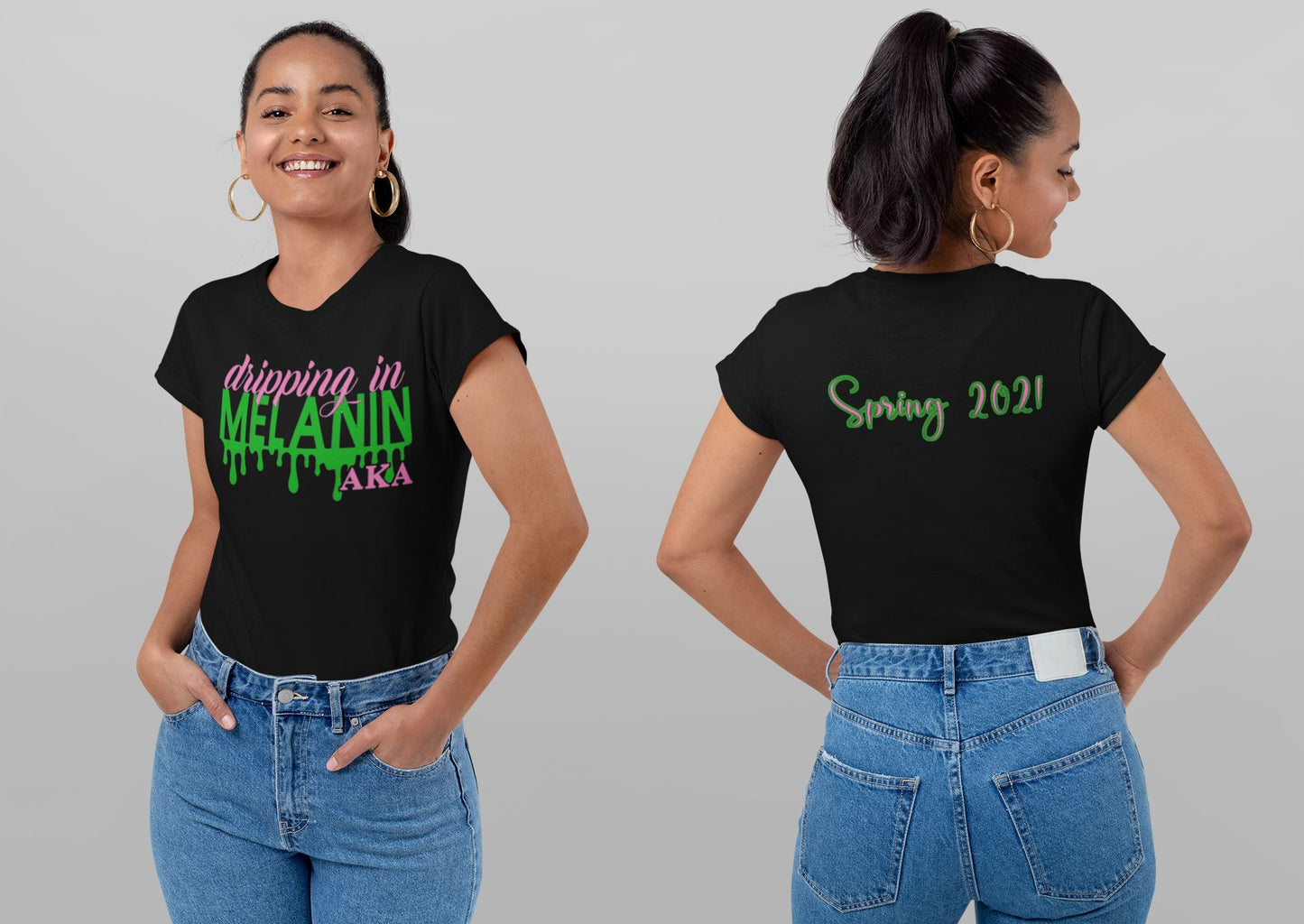 Dripping in Melanin Sorority Inspired T-Shirt, Melanin Dripping, Crossing Gift, Sorority Anniversary Shirt B1ack By Design LLC 