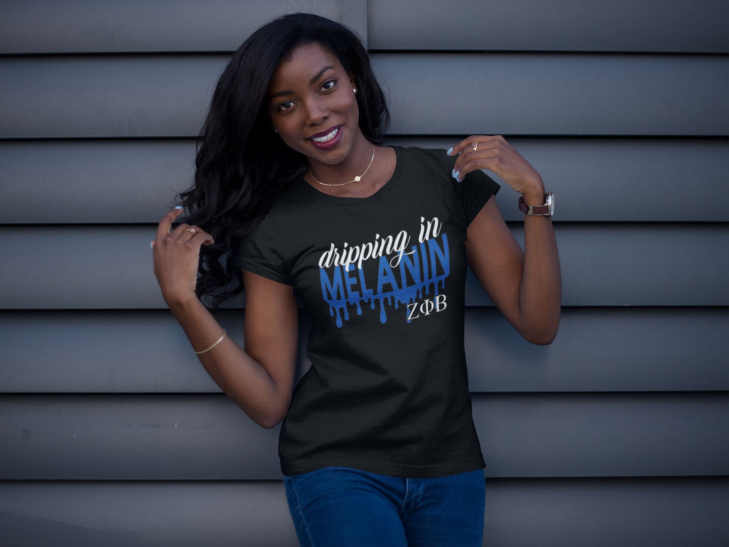 Dripping in Melanin Sorority Inspired T-Shirt, Melanin Dripping, Crossing Gift, Sorority Anniversary Shirt B1ack By Design LLC 