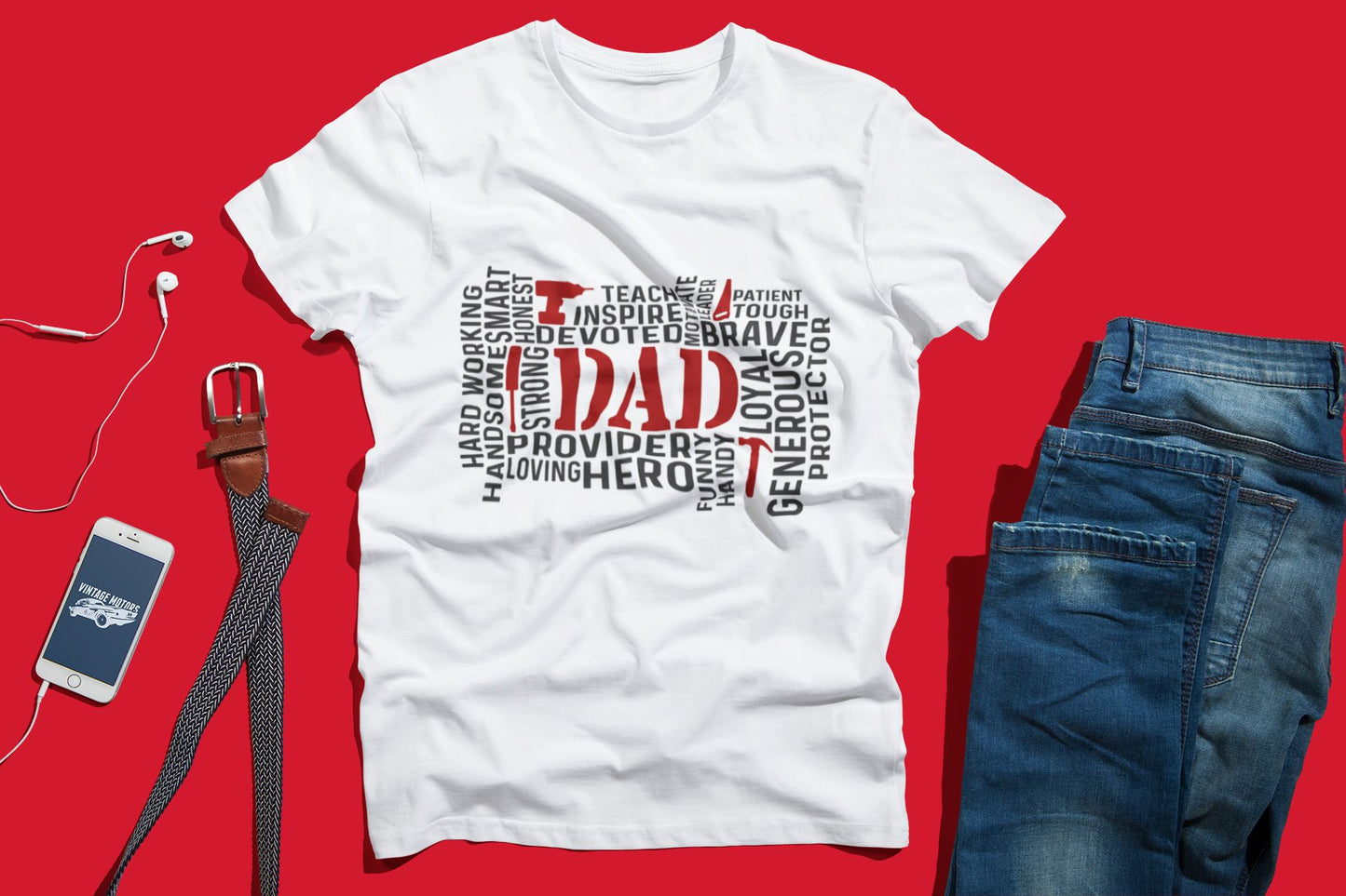 B1ack by Design LLC Fatherhood Themed T-Shirts, Father's Day Shirts, Husband, Daddy, Protector, Hero, Best Dad Ever, Dad Jokes Dad Word Cloud / L / Black