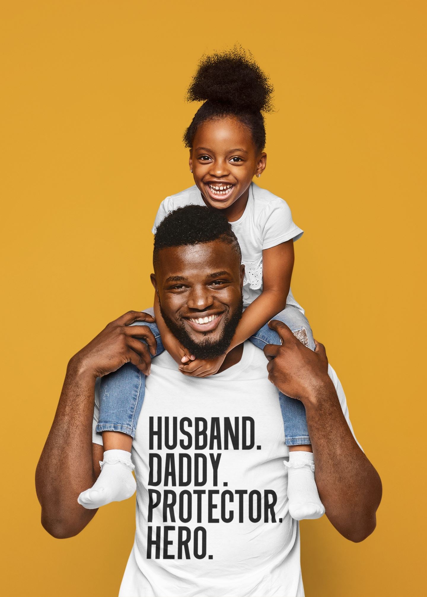Fatherhood Themed T-Shirts, Father's Day Shirts, Husband, Daddy, Protector, Hero, Best Dad Ever, Dad Jokes B1ack By Design LLC Husband Protector Hero S BLACK