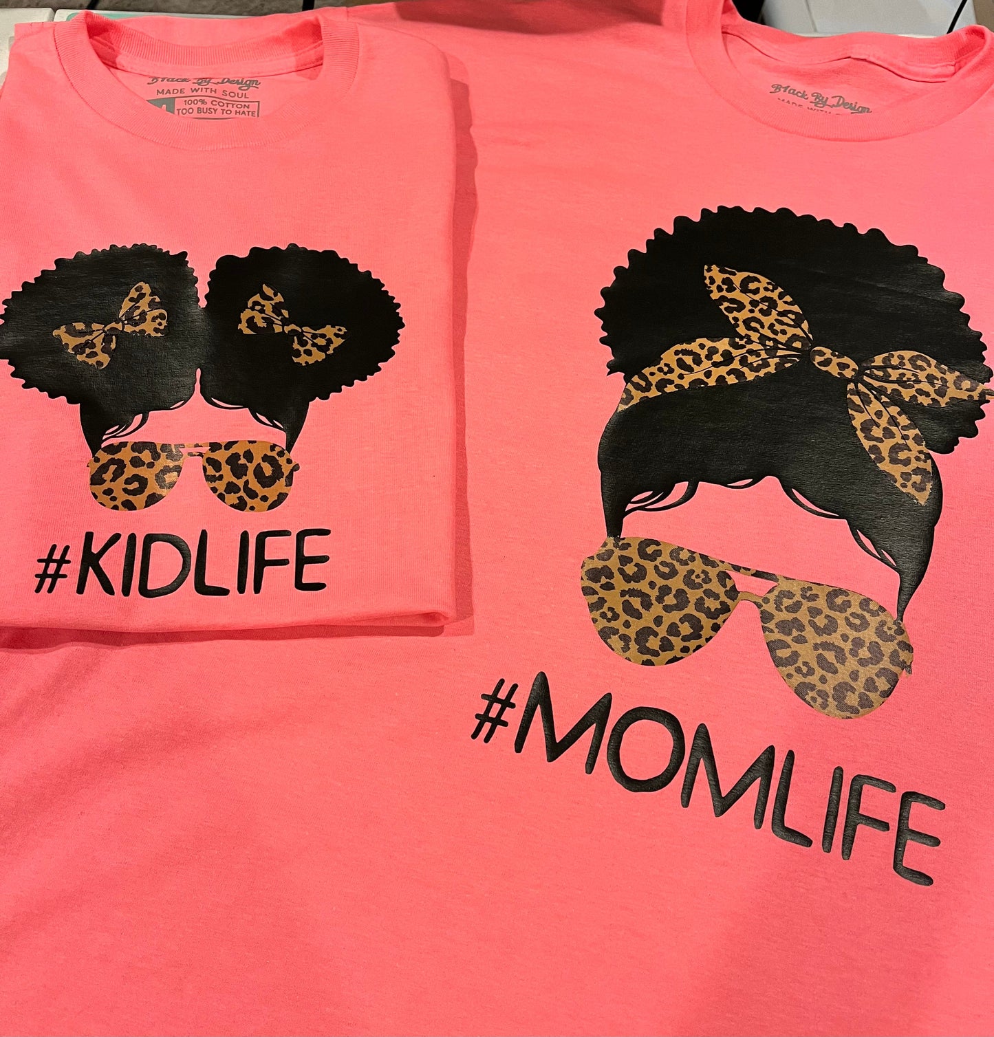 Mom Life, Kid Life Afro Bun Shirt B1ack By Design LLC 