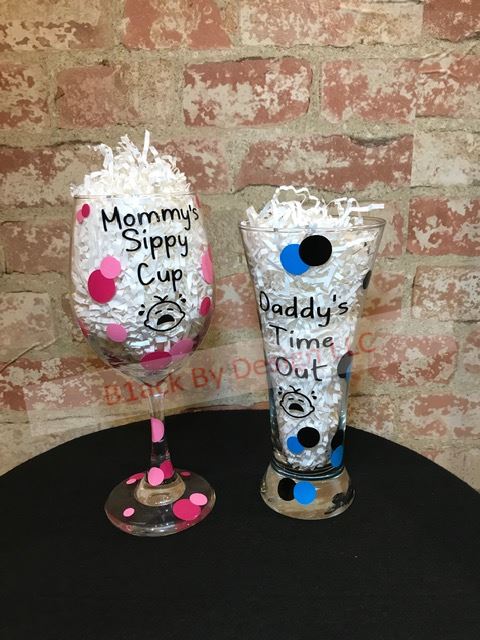 Mom/Dad Glass Set Water Bottle B1ack By Design LLC 