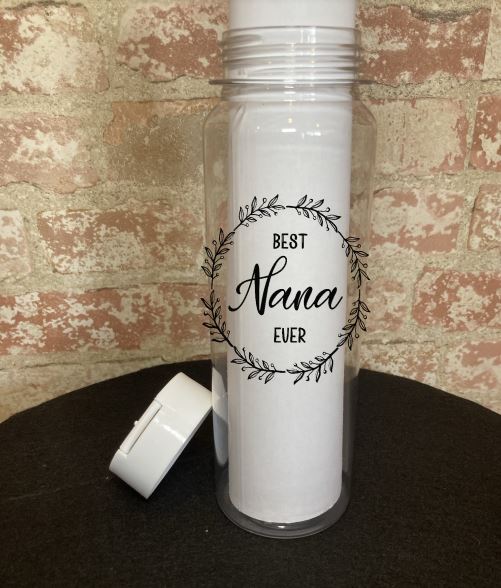 Motherhood Themed Plastic 30-oz Water Bottle Water Bottle B1ack By Design LLC White (Translucent) Best Nana 